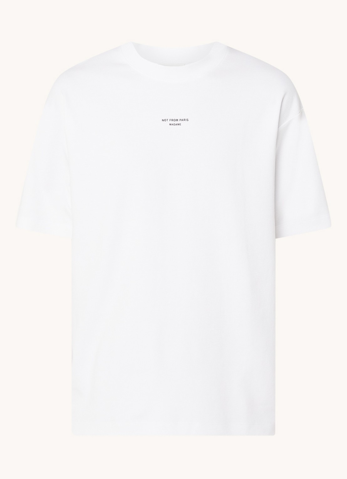 Drôle de Monsieur T-shirt met print - voorkant gebroken wit