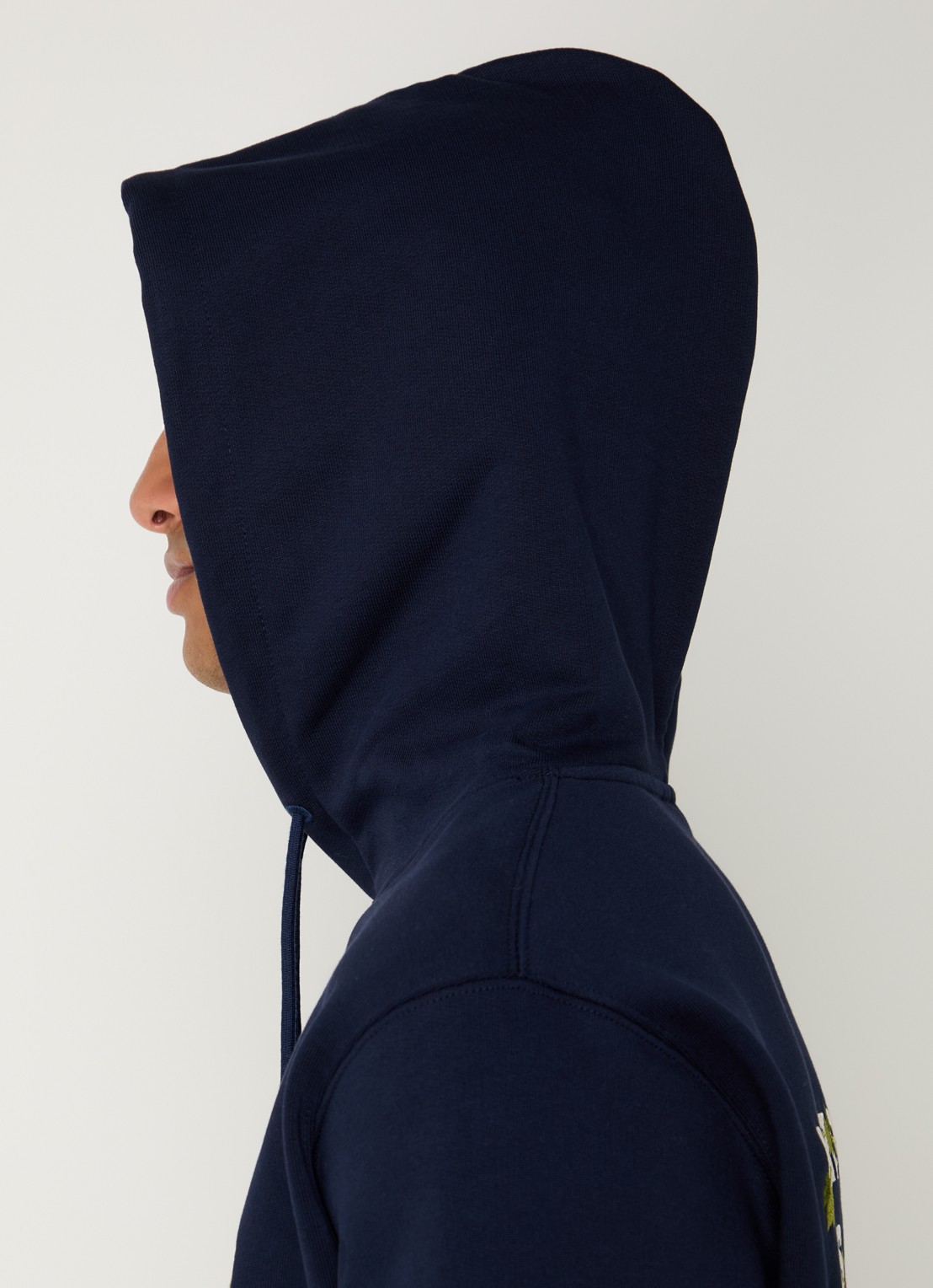 Drôle de Monsieur Vine hoodie met borduring - detail 3 donkerblauw