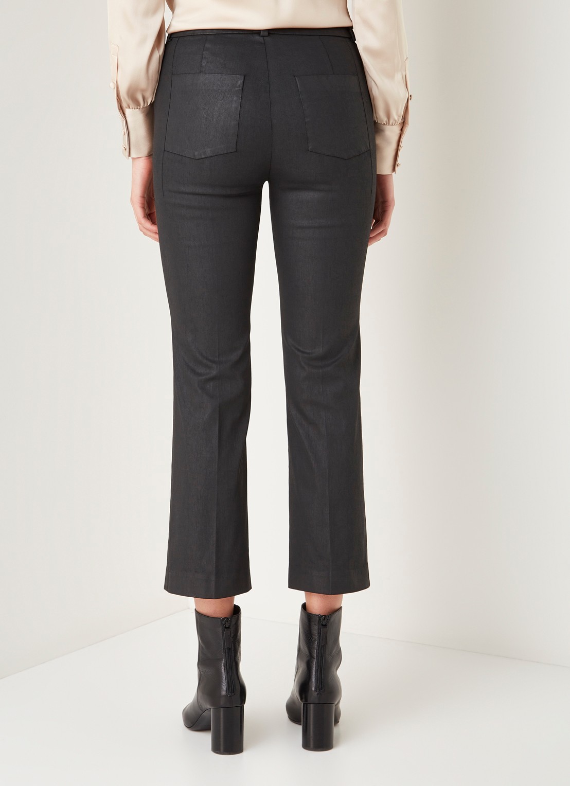 DRYKORN Basket high waist slim fit cropped pantalon met coating - achterkant 2 zwart
