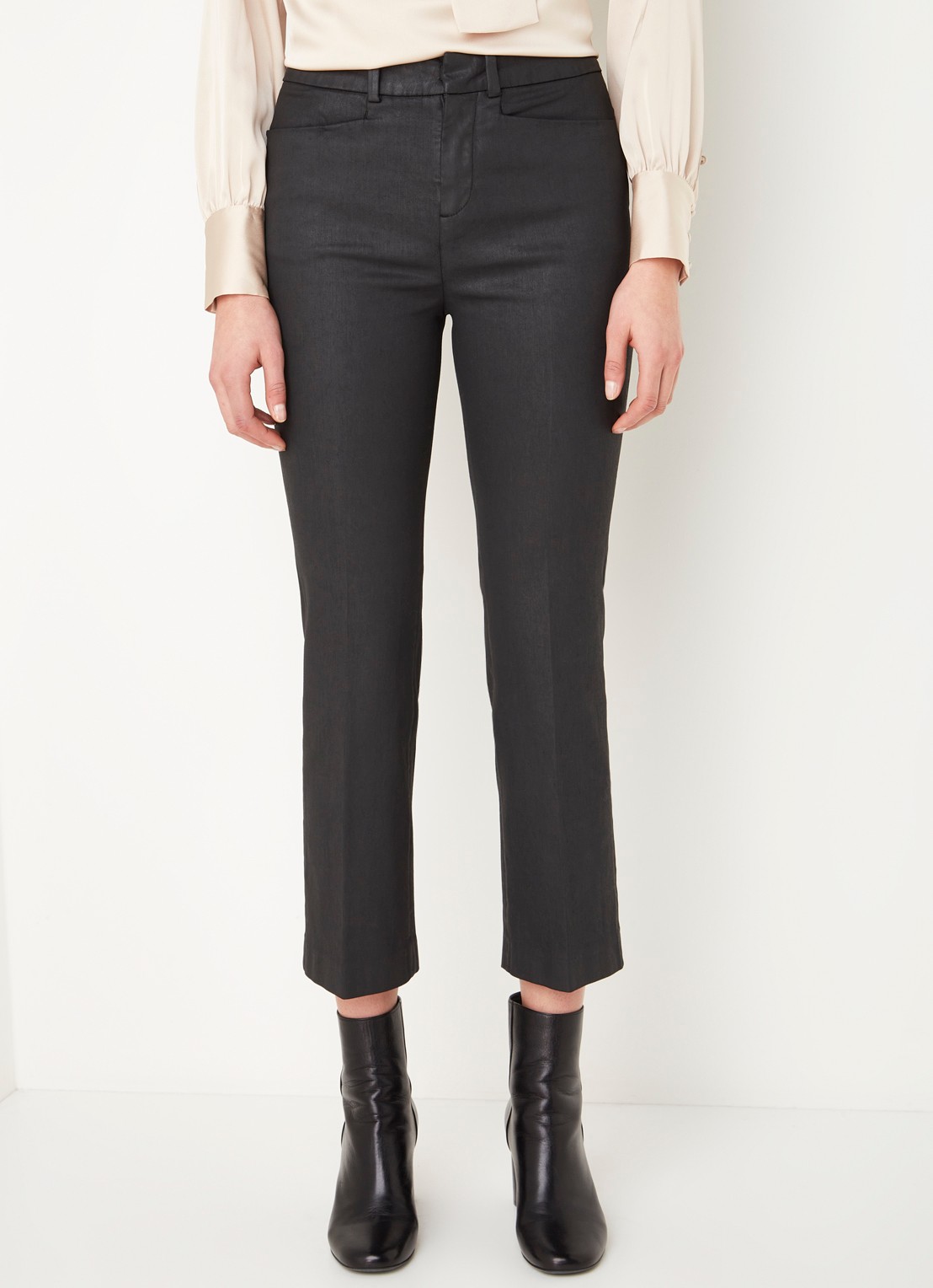 DRYKORN Basket high waist slim fit cropped pantalon met coating - detail zwart
