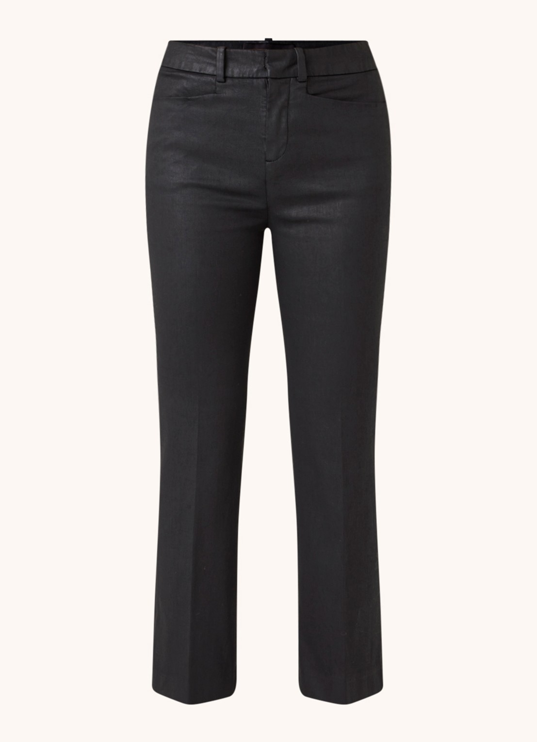 DRYKORN Basket high waist slim fit cropped pantalon met coating - voorkant 3 zwart