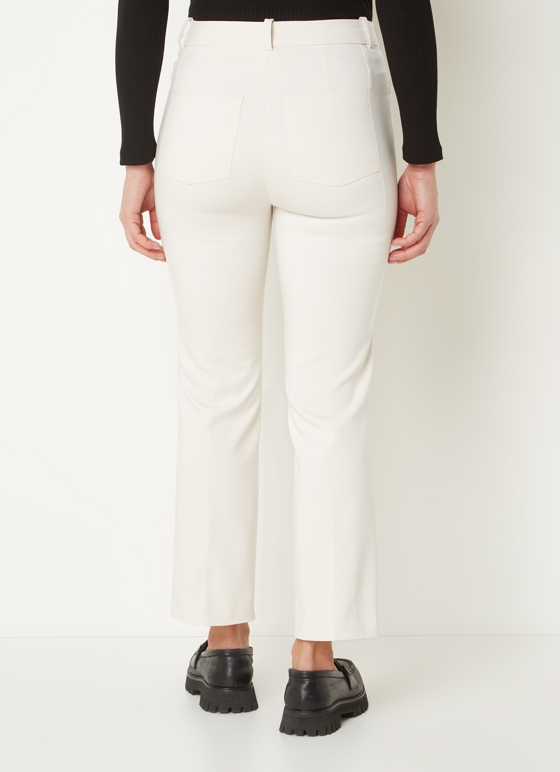 DRYKORN Basket high waist slim fit cropped pantalon met coating - achterkant 4 creme