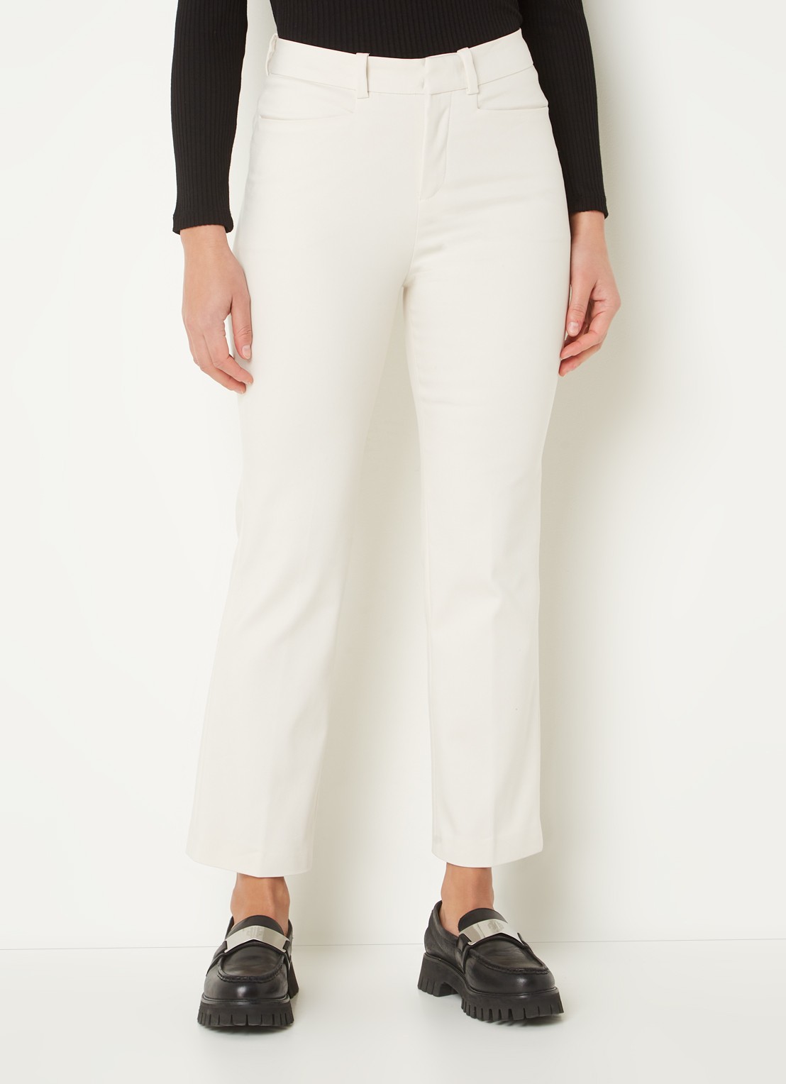 DRYKORN Basket high waist slim fit cropped pantalon met coating - detail creme