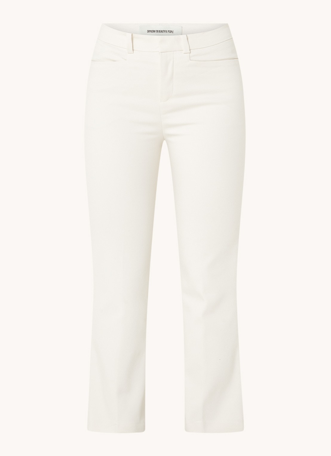 DRYKORN Basket high waist slim fit cropped pantalon met coating - voorkant 2 creme