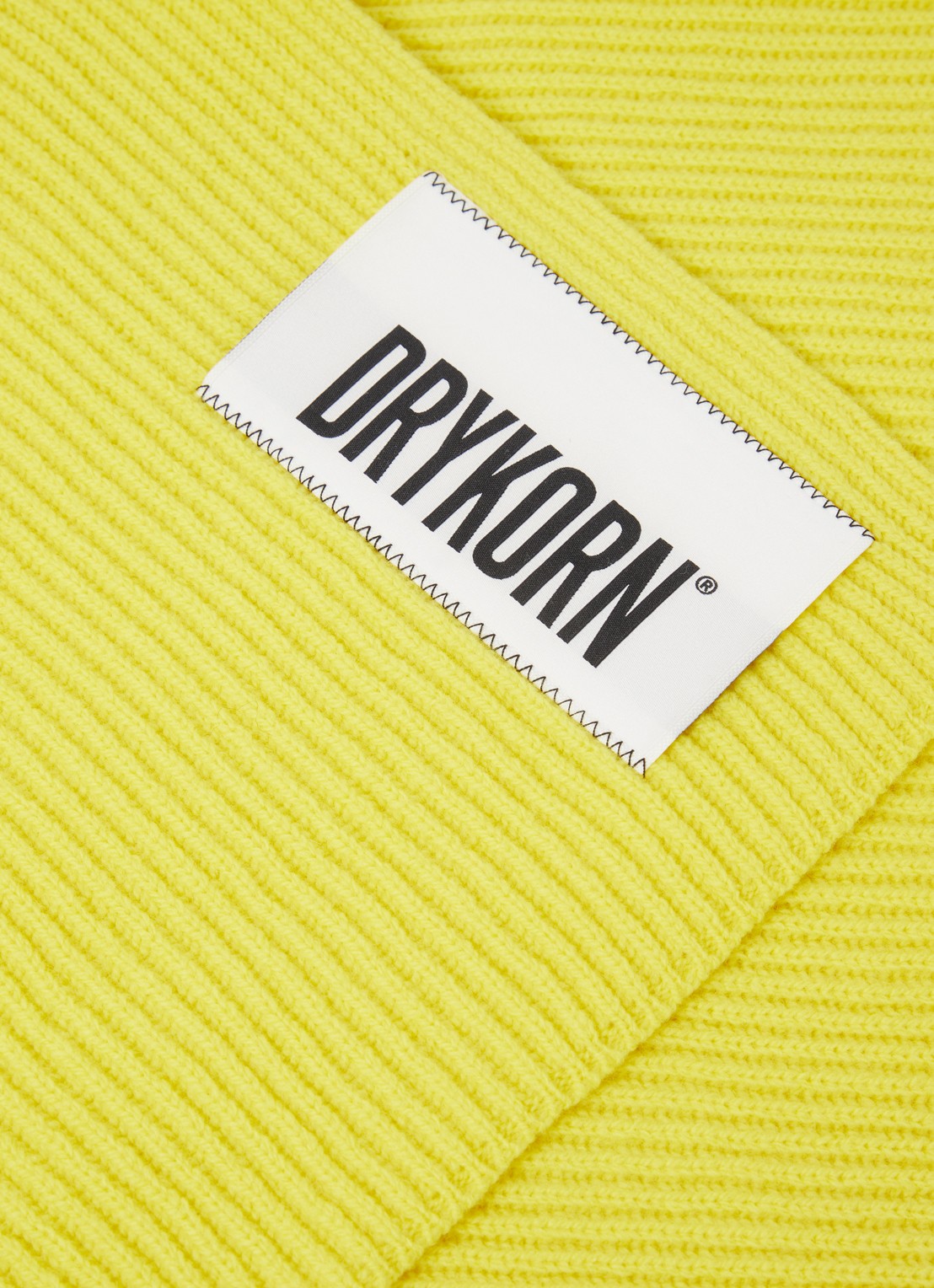 DRYKORN Cronica sjaal van wol 200 x 40 cm  - detail 2 geel
