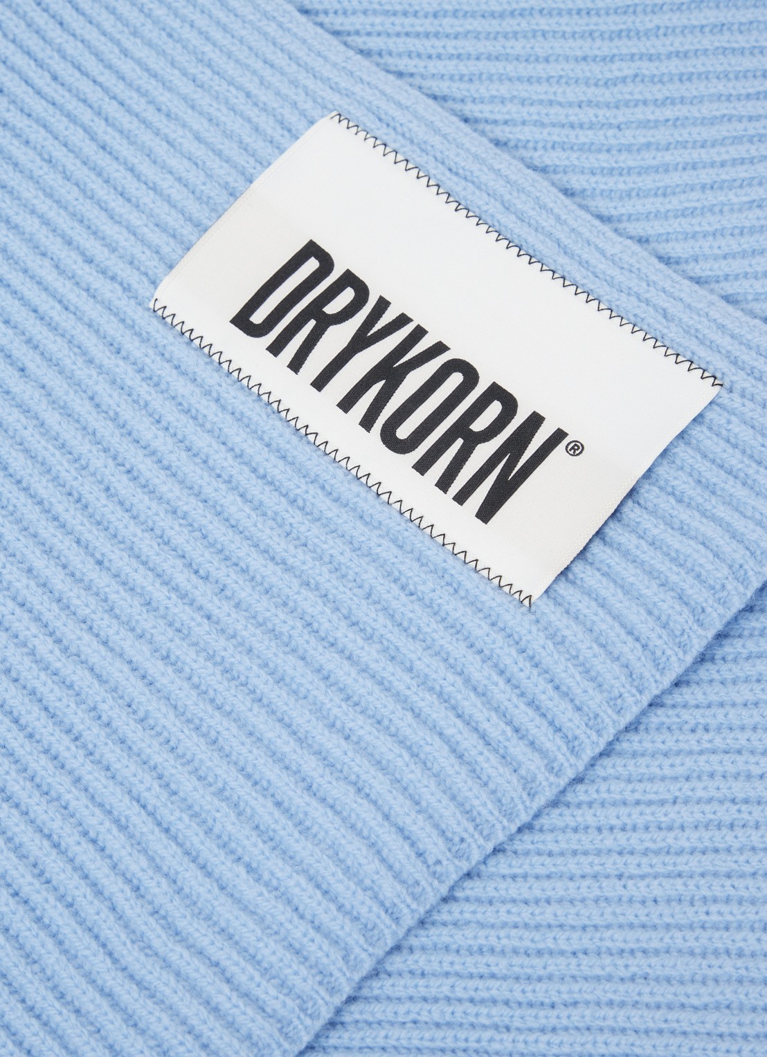 DRYKORN Cronica sjaal van wol 200 x 40 cm  - detail 2 lichtblauw