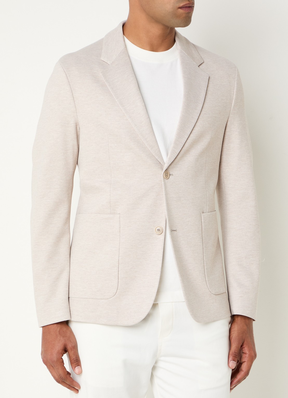 DRYKORN Marls regular fit colbert met gemêleerd dessin en opgestikte zakken - detail 4 beige