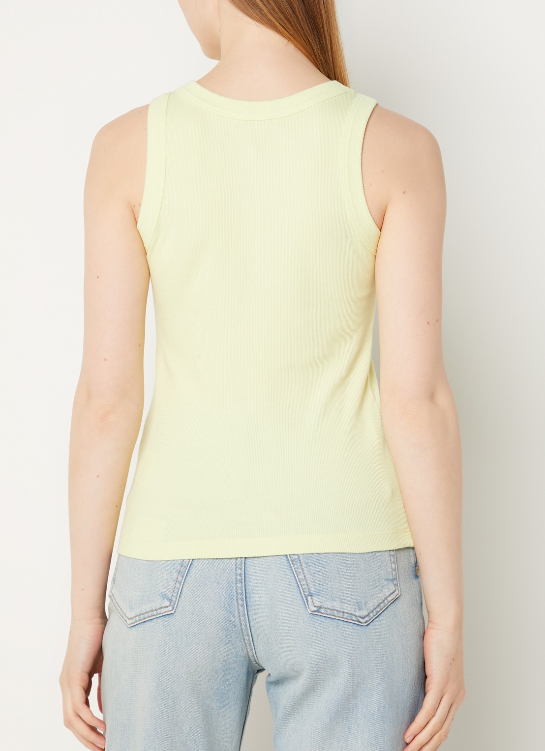 DRYKORN Olina tanktop met ribstructuur - achterkant 4 lichtgeel