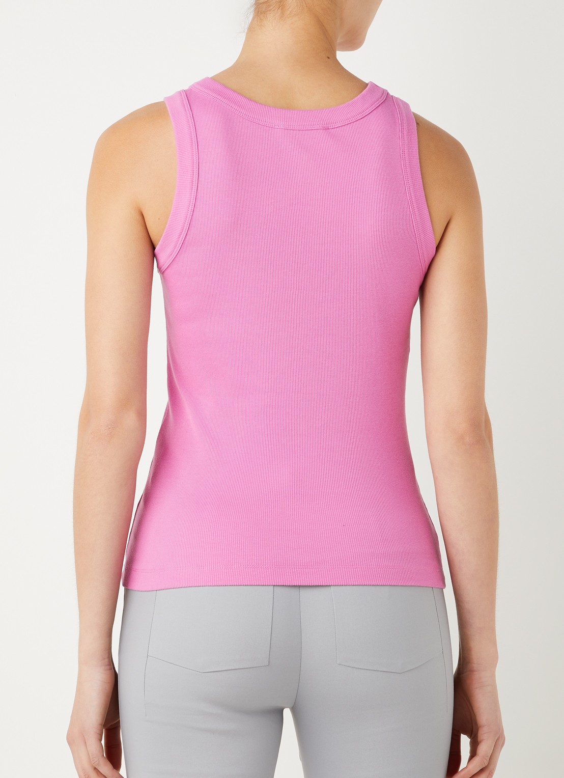 DRYKORN Olina tanktop met ribstructuur - achterkant roze