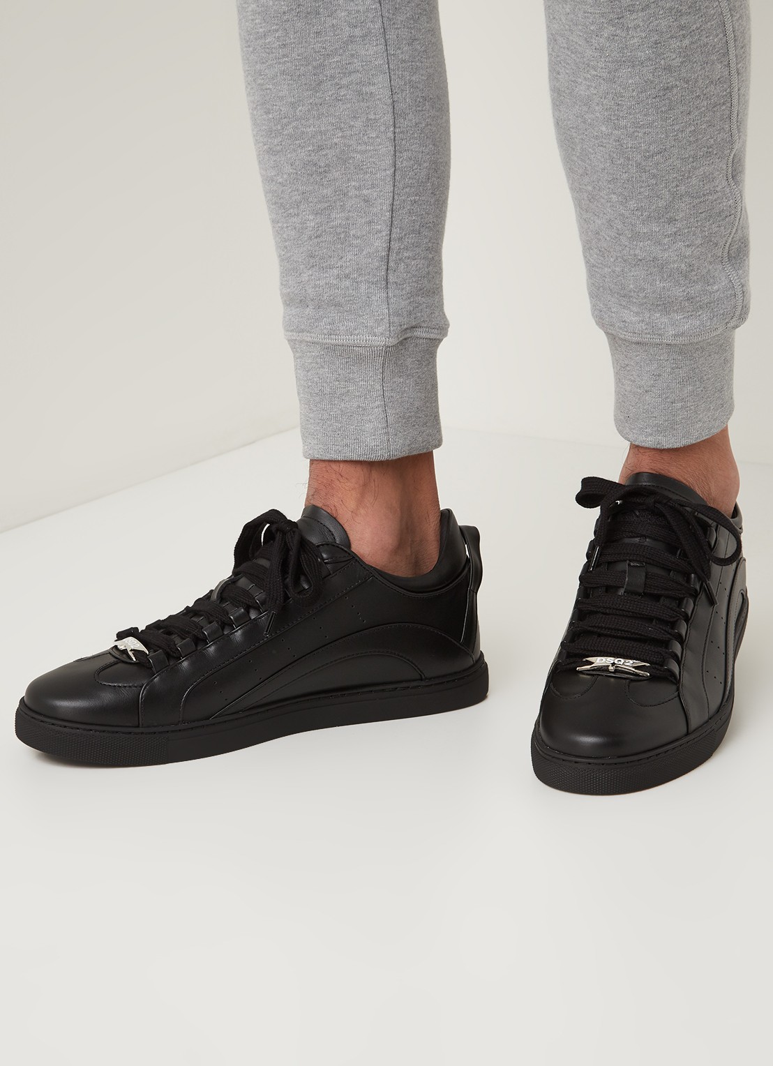 Dsquared2 551 sneaker van kalfsleer - voorkant 2 zwart