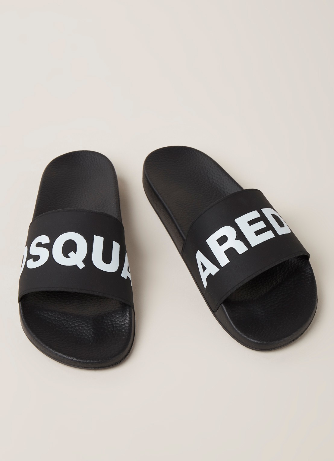 Dsquared2 Badslipper met logo - detail zwart