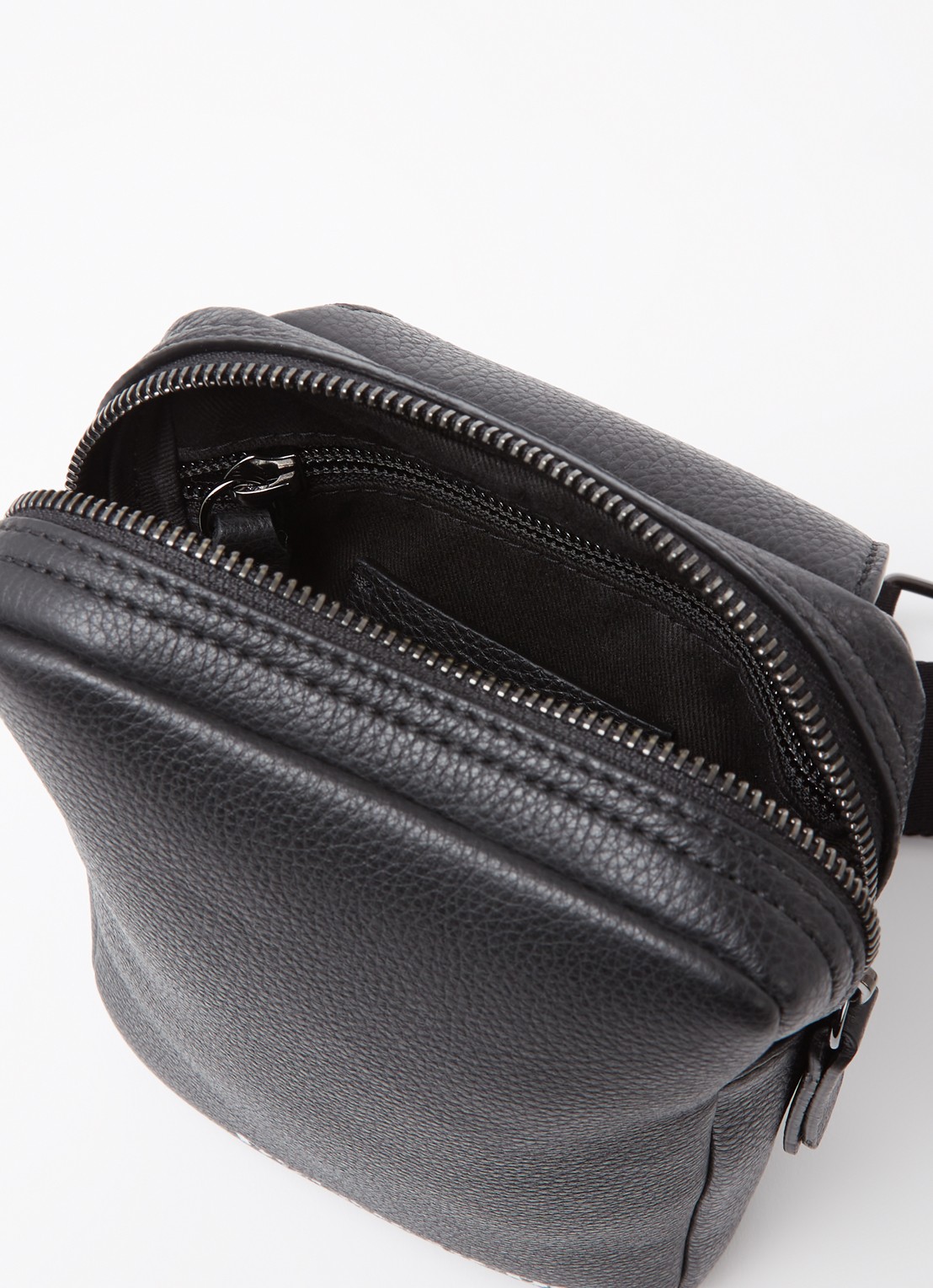 Dsquared2 Bob crossbodytas van leer met logo - detail 3 zwart