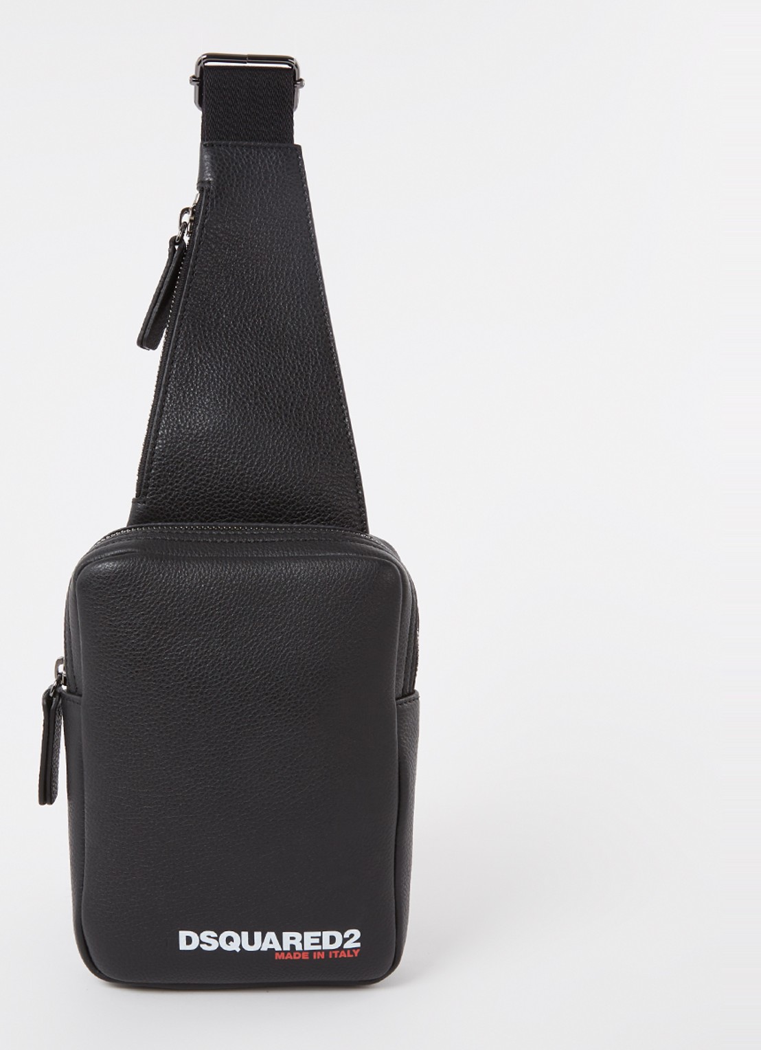 Dsquared2 Bob crossbodytas van leer met logo - voorkant zwart