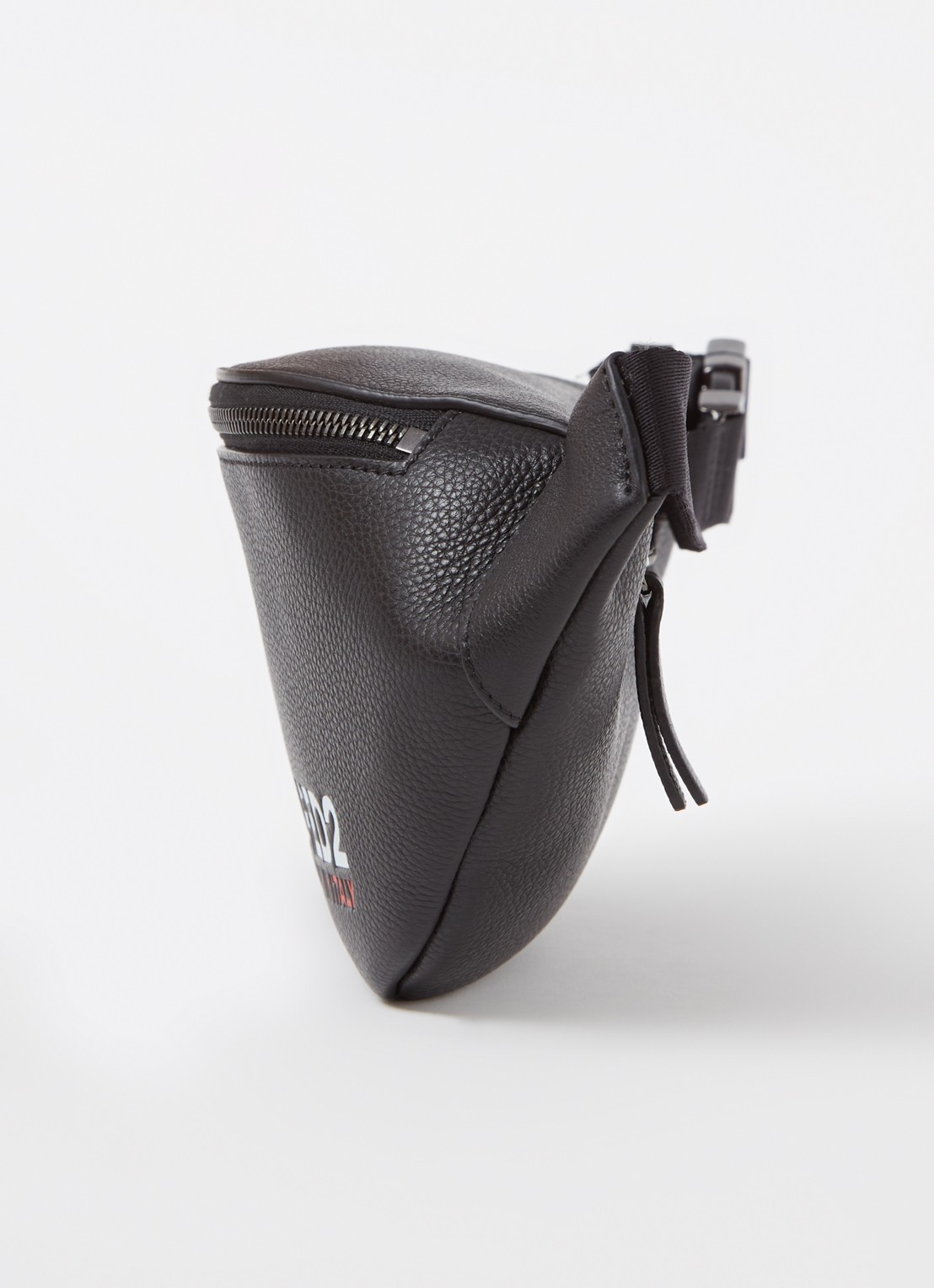 Dsquared2 Bob heuptas van leer met logo - detail 4 zwart
