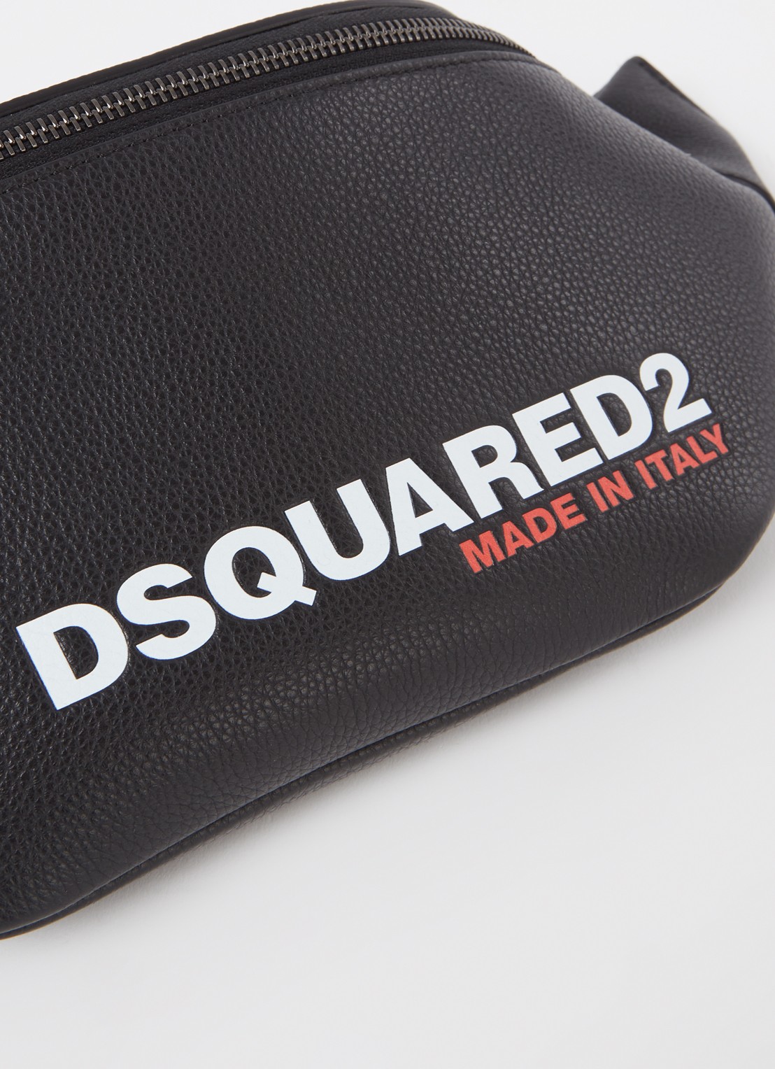 Dsquared2 Bob heuptas van leer met logo - detail 5 zwart