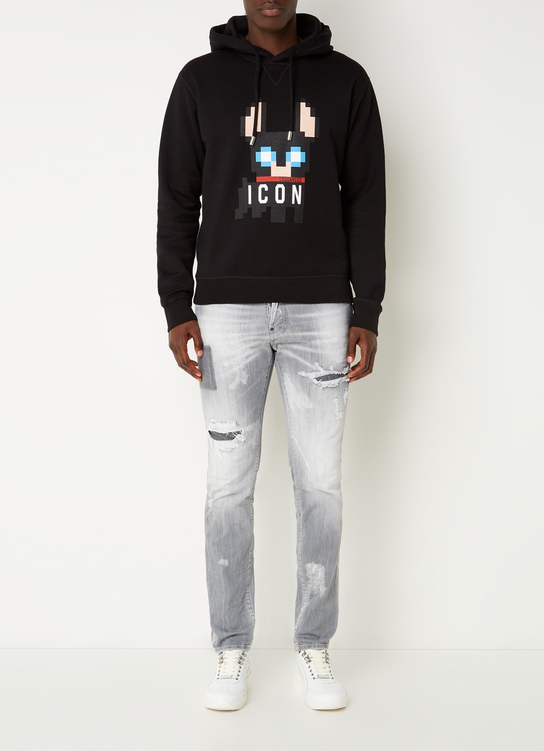 Dsquared2 Ciro Pixel Icon hoodie met logoprint - voorkant 6 zwart