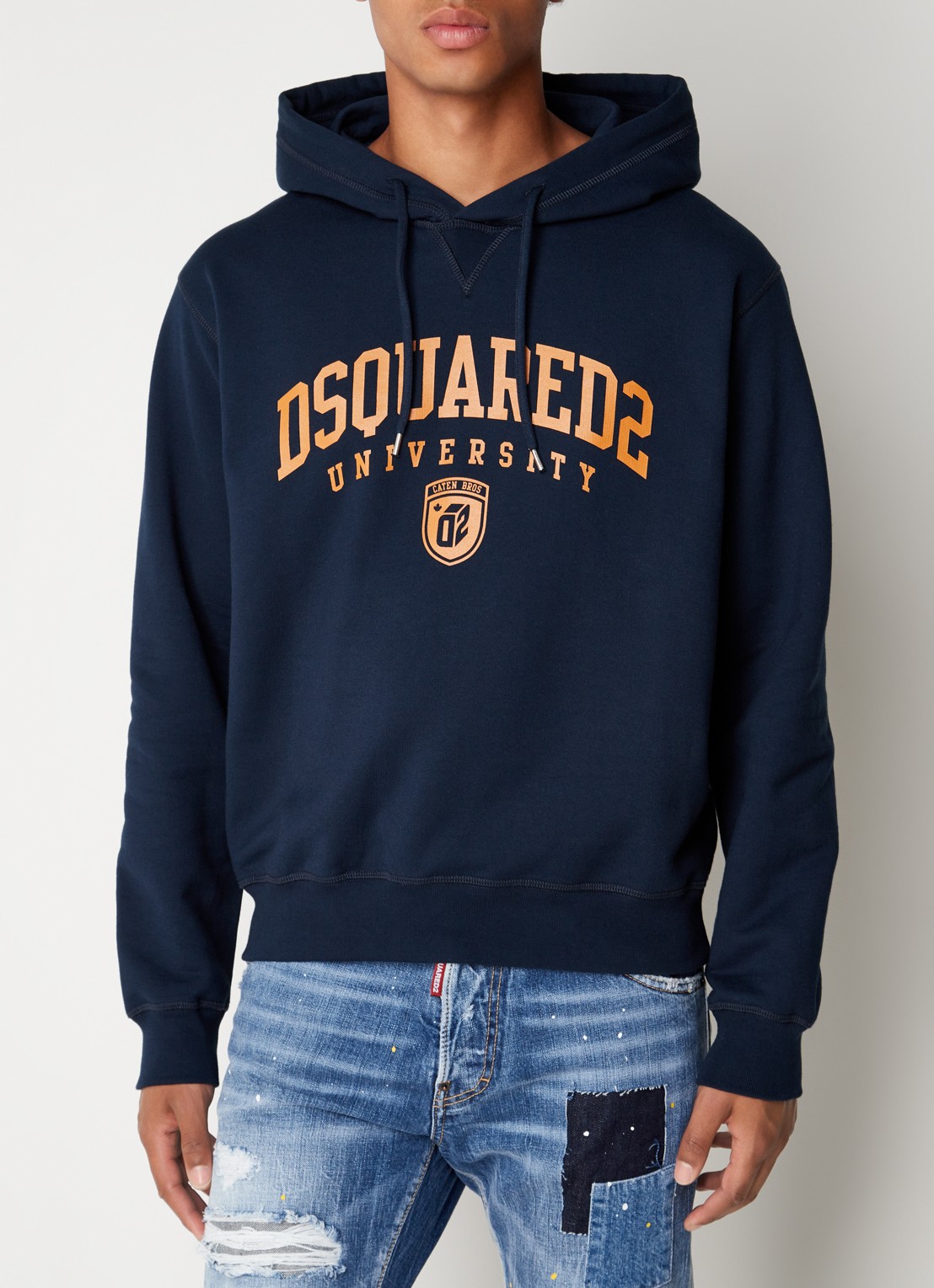 Dsquared2 Hoodie met logoprint - detail 2 blauw