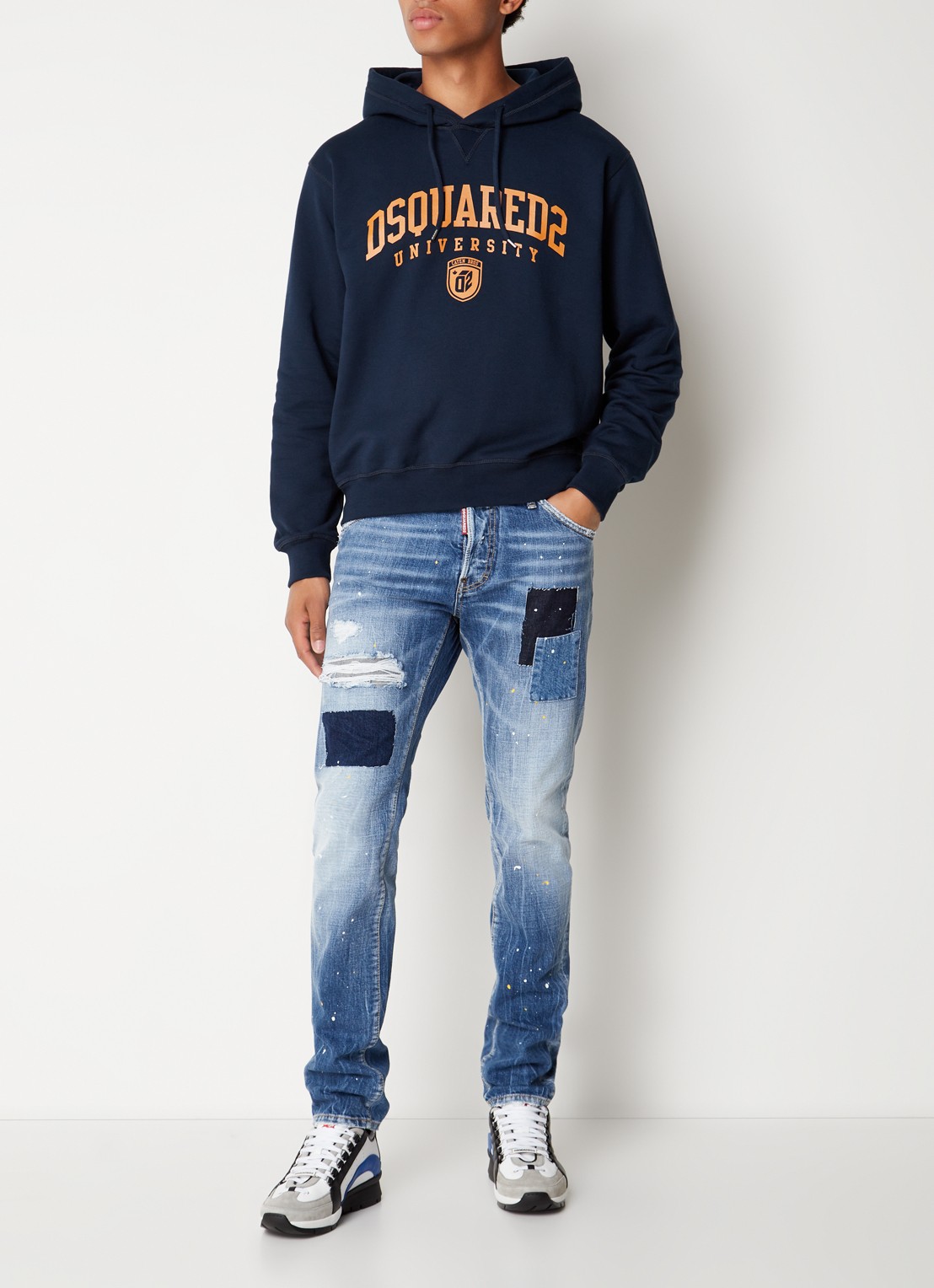 Dsquared2 Hoodie met logoprint - voorkant 6 blauw