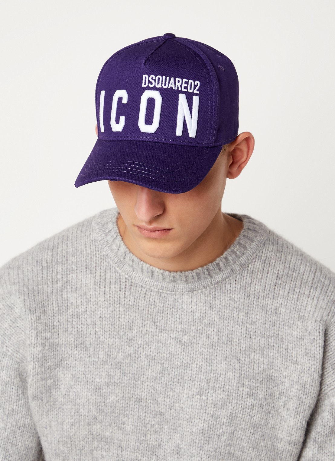 Dsquared2 Icon pet met logoborduring - voorkant 3 paars