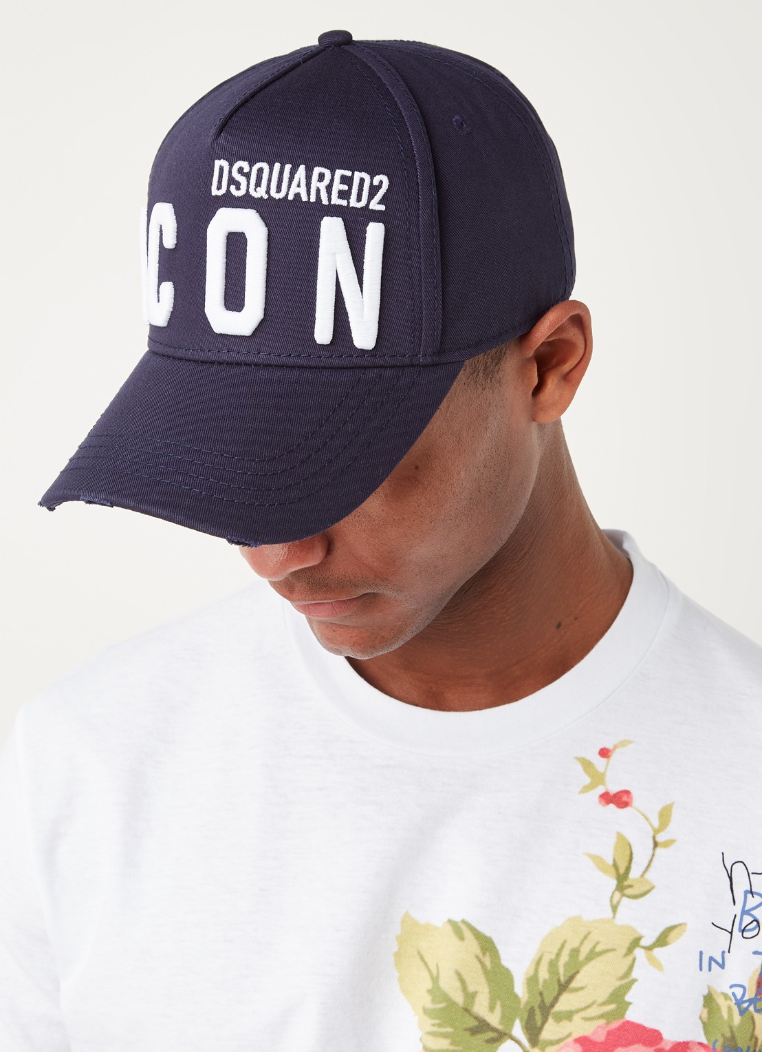 Dsquared2 Icon pet met logoborduring - voorkant 3 blauw