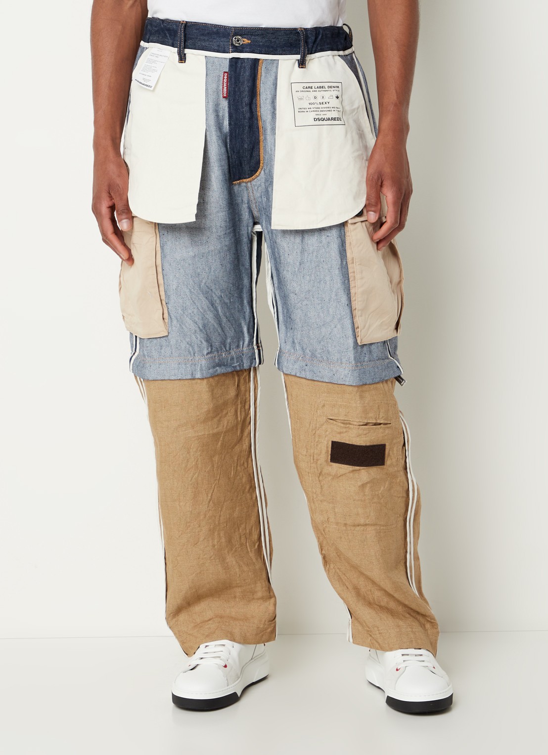 Dsquared2 In/Out Sailor straight fit cargobroek met afritsbare pijpen - detail 4 donkerblauw