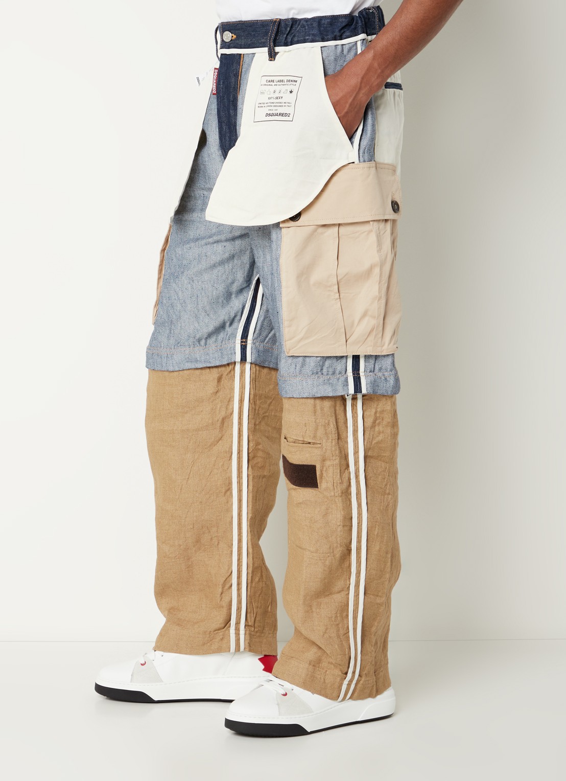 Dsquared2 In/Out Sailor straight fit cargobroek met afritsbare pijpen - detail 5 donkerblauw
