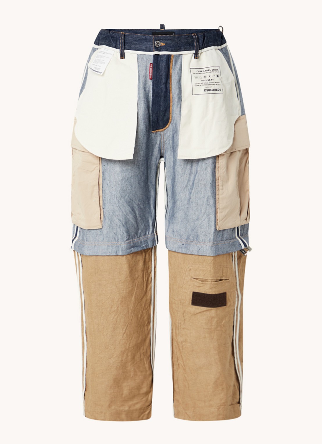Dsquared2 In/Out Sailor straight fit cargobroek met afritsbare pijpen - voorkant donkerblauw