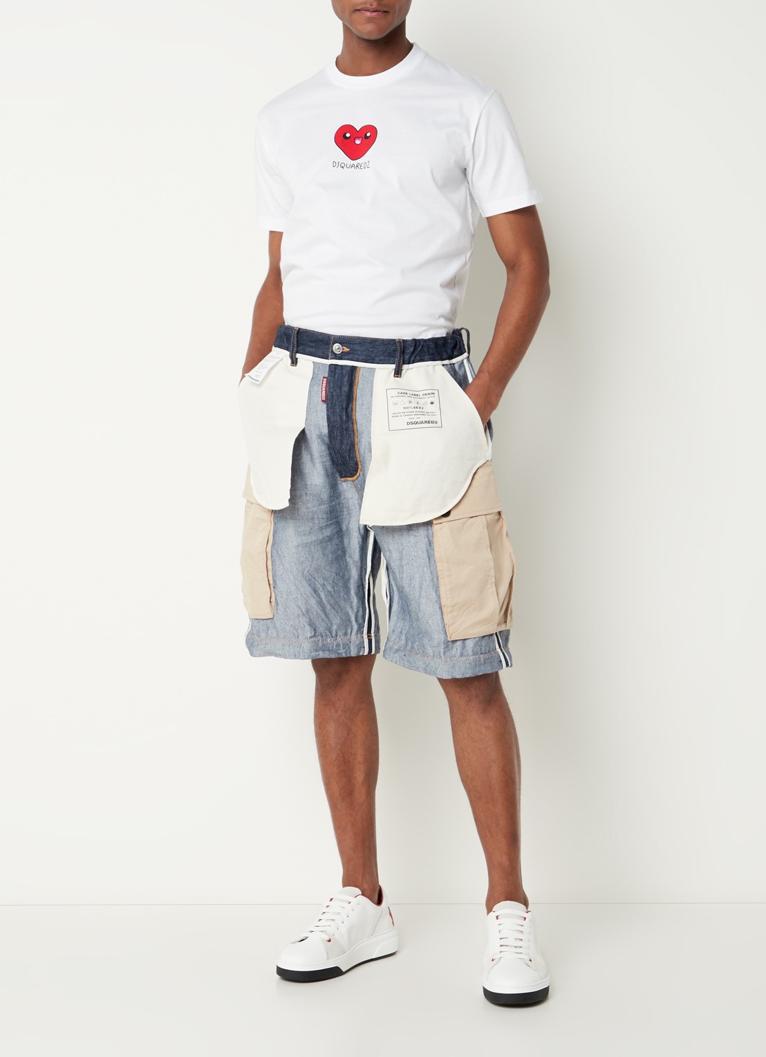 Dsquared2 In/Out Sailor straight fit cargobroek met afritsbare pijpen - voorkant 2 donkerblauw