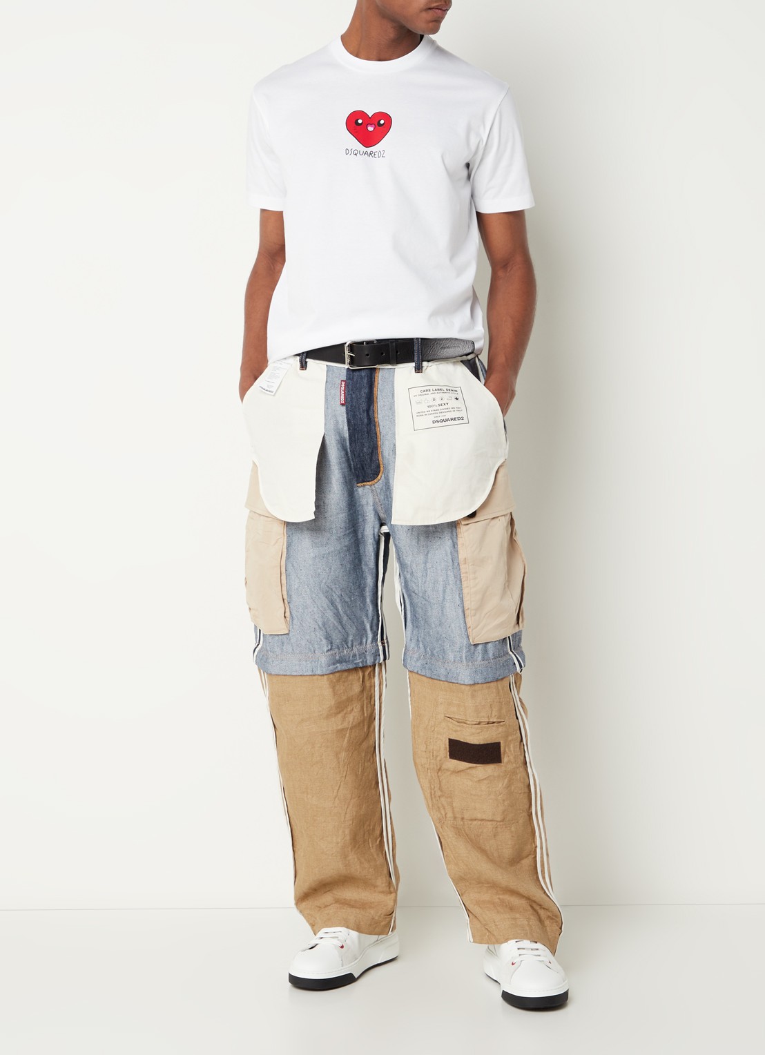 Dsquared2 In/Out Sailor straight fit cargobroek met afritsbare pijpen - voorkant 3 donkerblauw