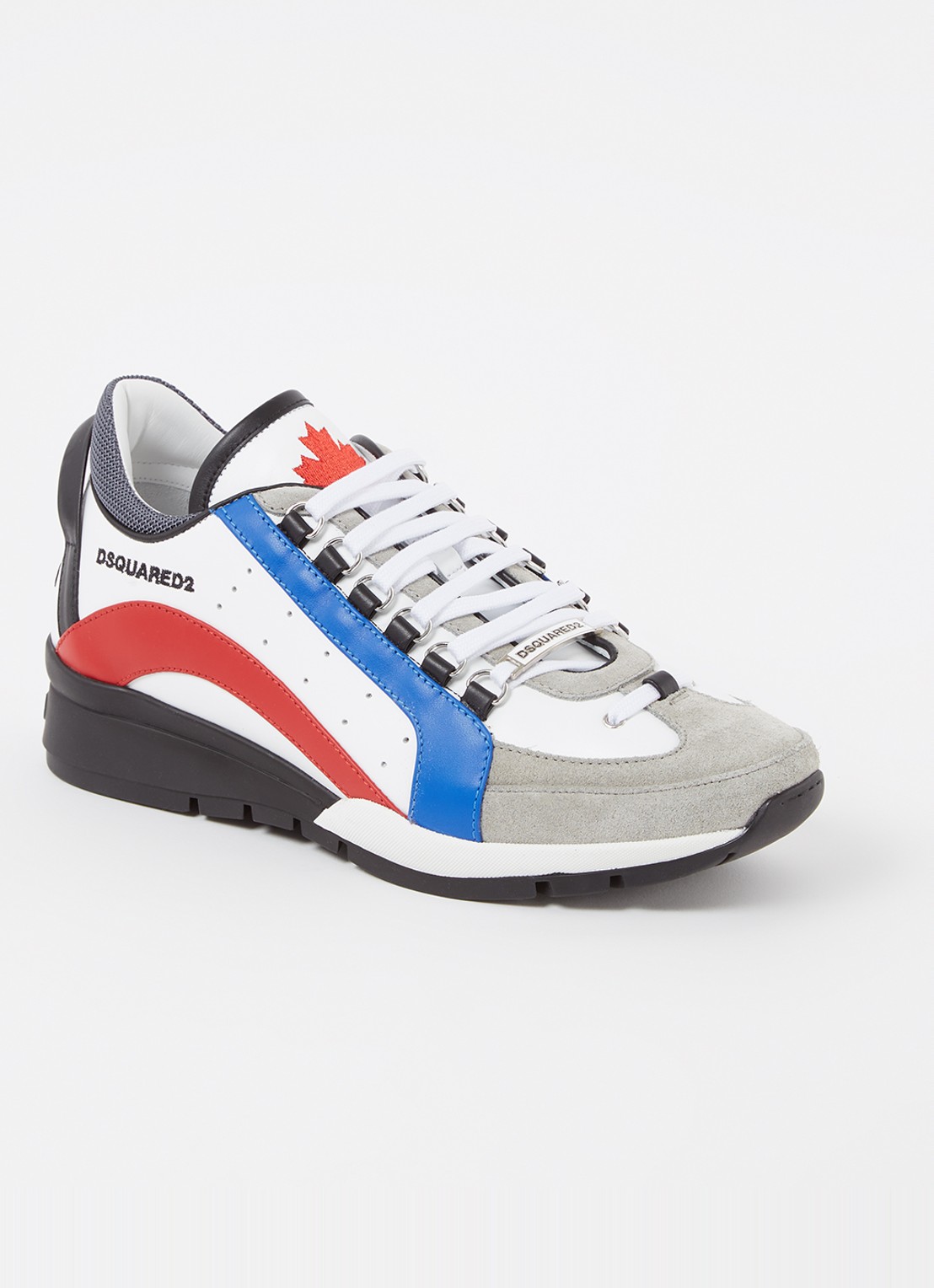 Dsquared2 Legendary sneaker van kalfsleer met kalfssuède details - voorkant wit