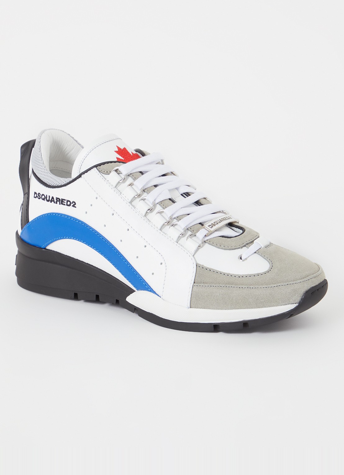 Dsquared2 Legendary sneaker van kalfsleer met suède details  - voorkant wit