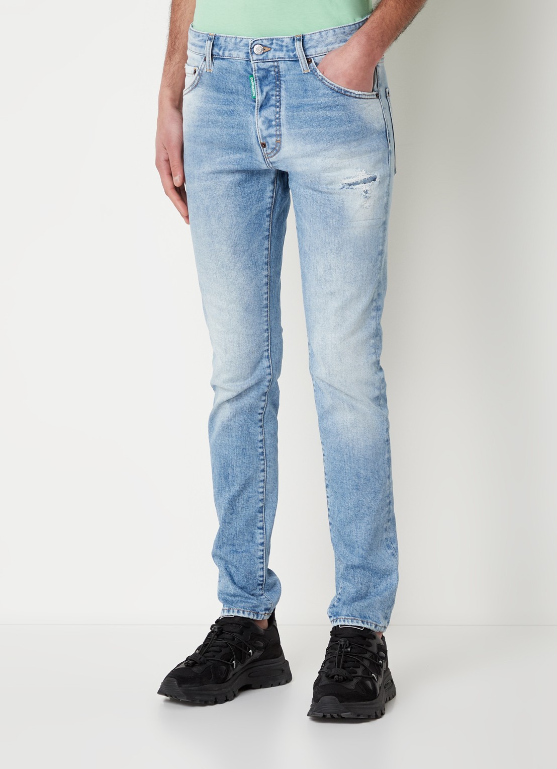 Dsquared2 Olop Cool Guy skinny jeans met lichte wassing - detail 2 indigo