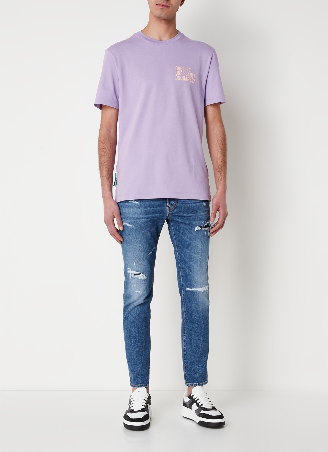 Dsquared2 Olop T-shirt met logoprint - voorkant 3 lichtpaars