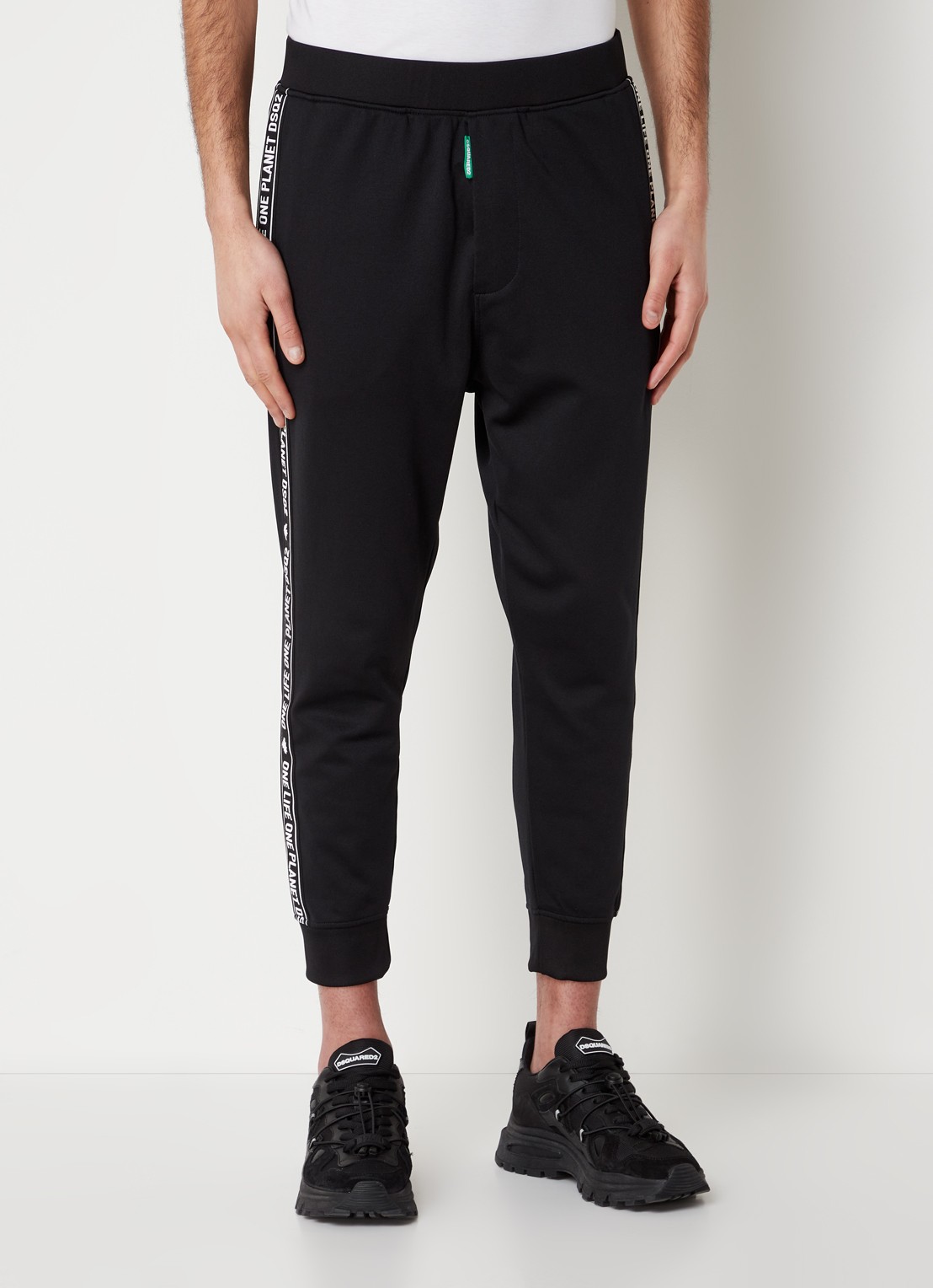 Dsquared2 Olop tapered fit joggingbroek met logotape  - detail 3 zwart