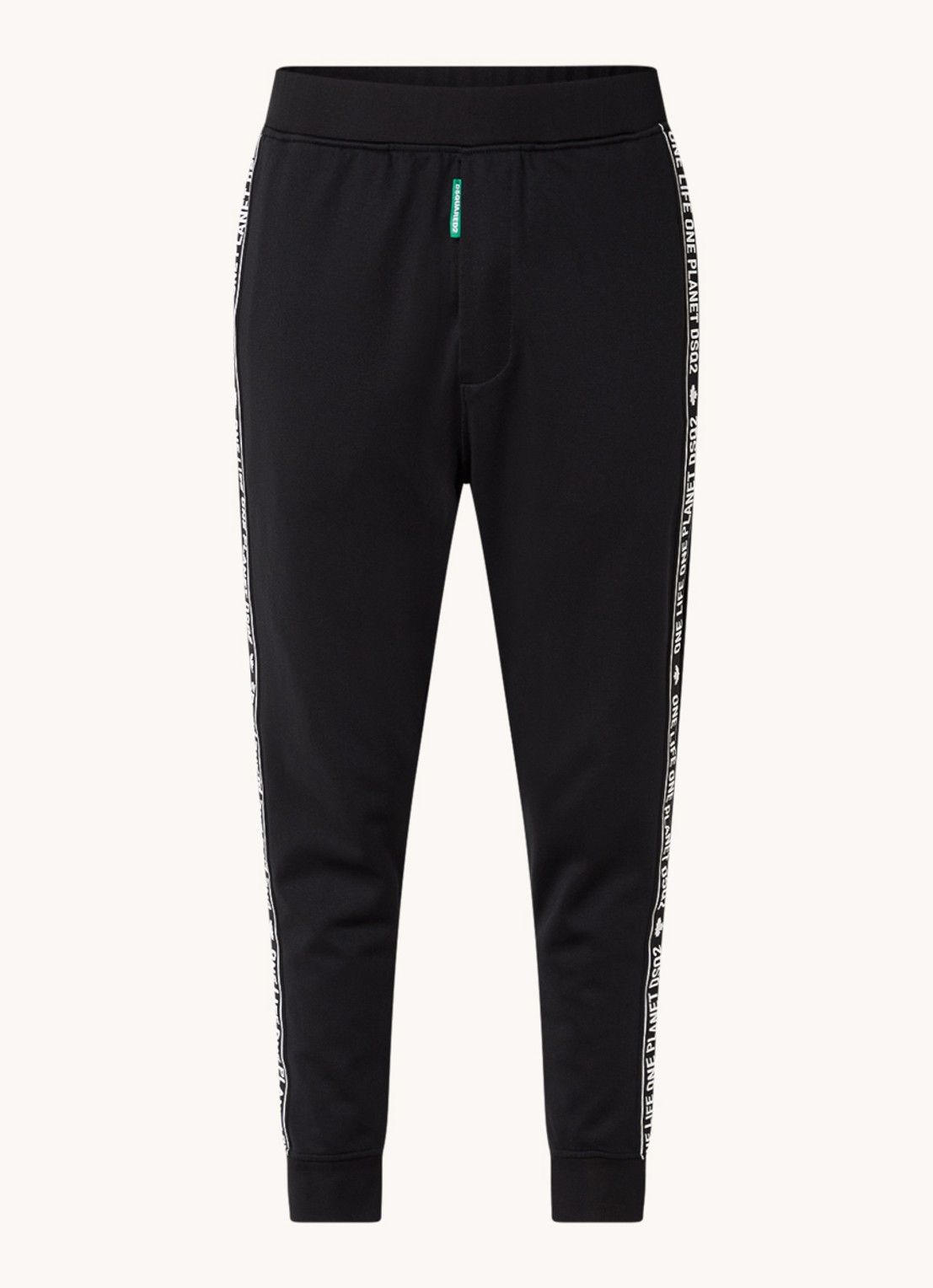 Dsquared2 Olop tapered fit joggingbroek met logotape  - voorkant zwart