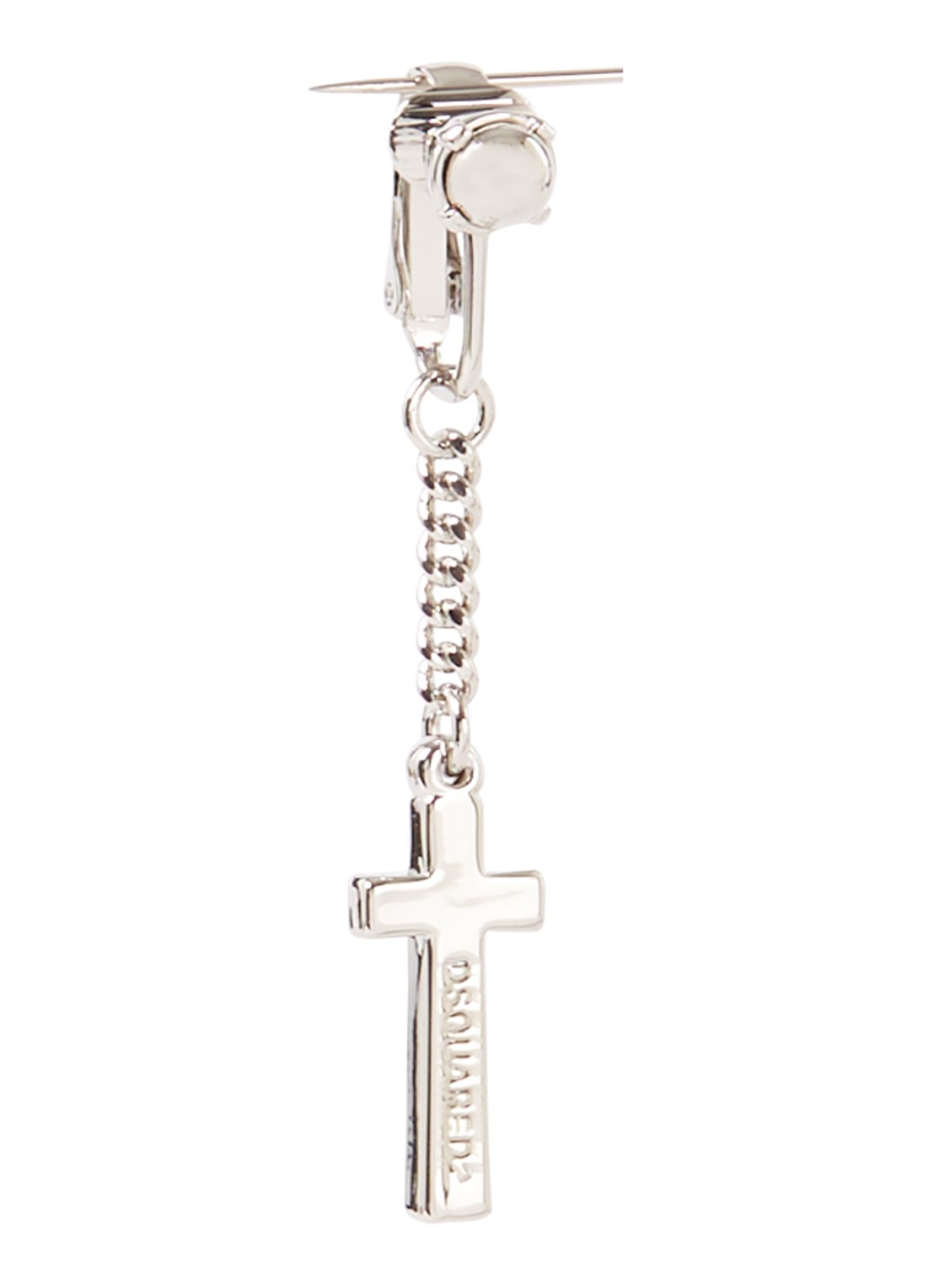 Dsquared2 Paladium enkele oorclip met hanger - voorkant 3 zilver
