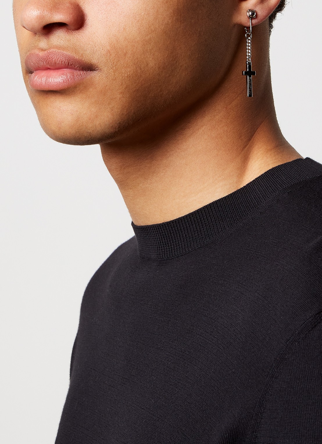 Dsquared2 Paladium enkele oorclip met hanger - voorkant 4 zilver