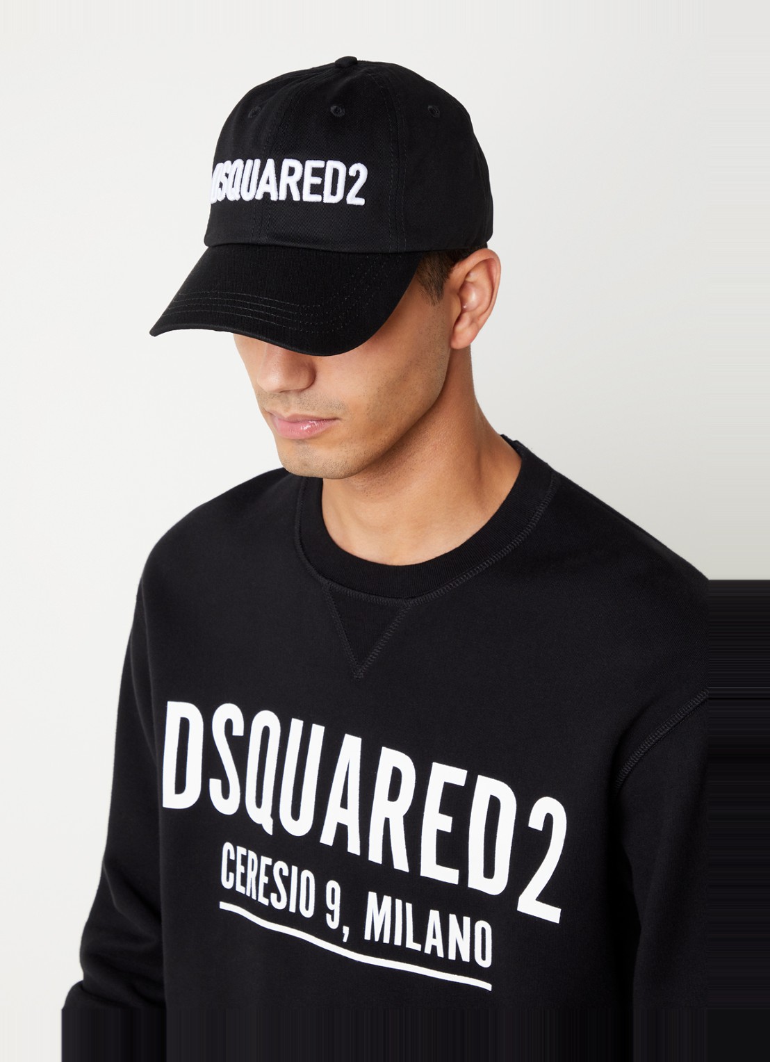 Dsquared2 Pet met logo borduring - voorkant 3 zwart