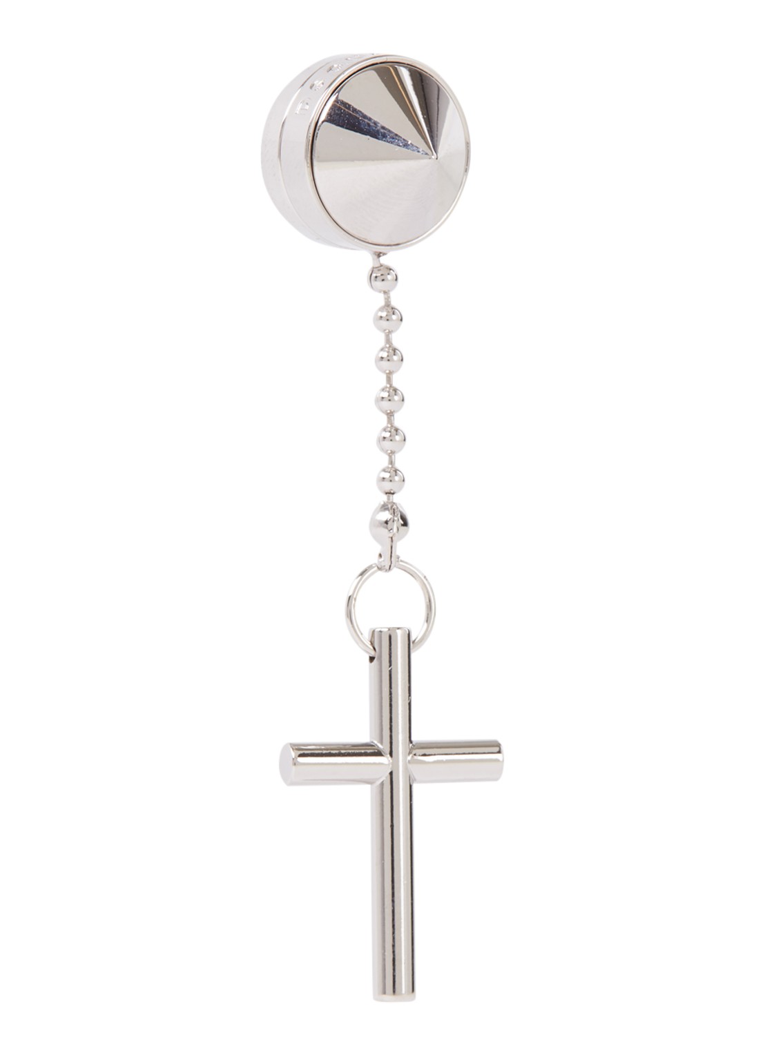 Dsquared2 Punk Studs oorbel met hanger - voorkant zilver