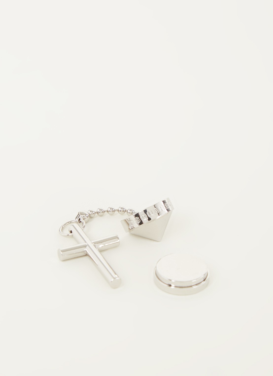 Dsquared2 Punk Studs oorbel met hanger - voorkant 2 zilver