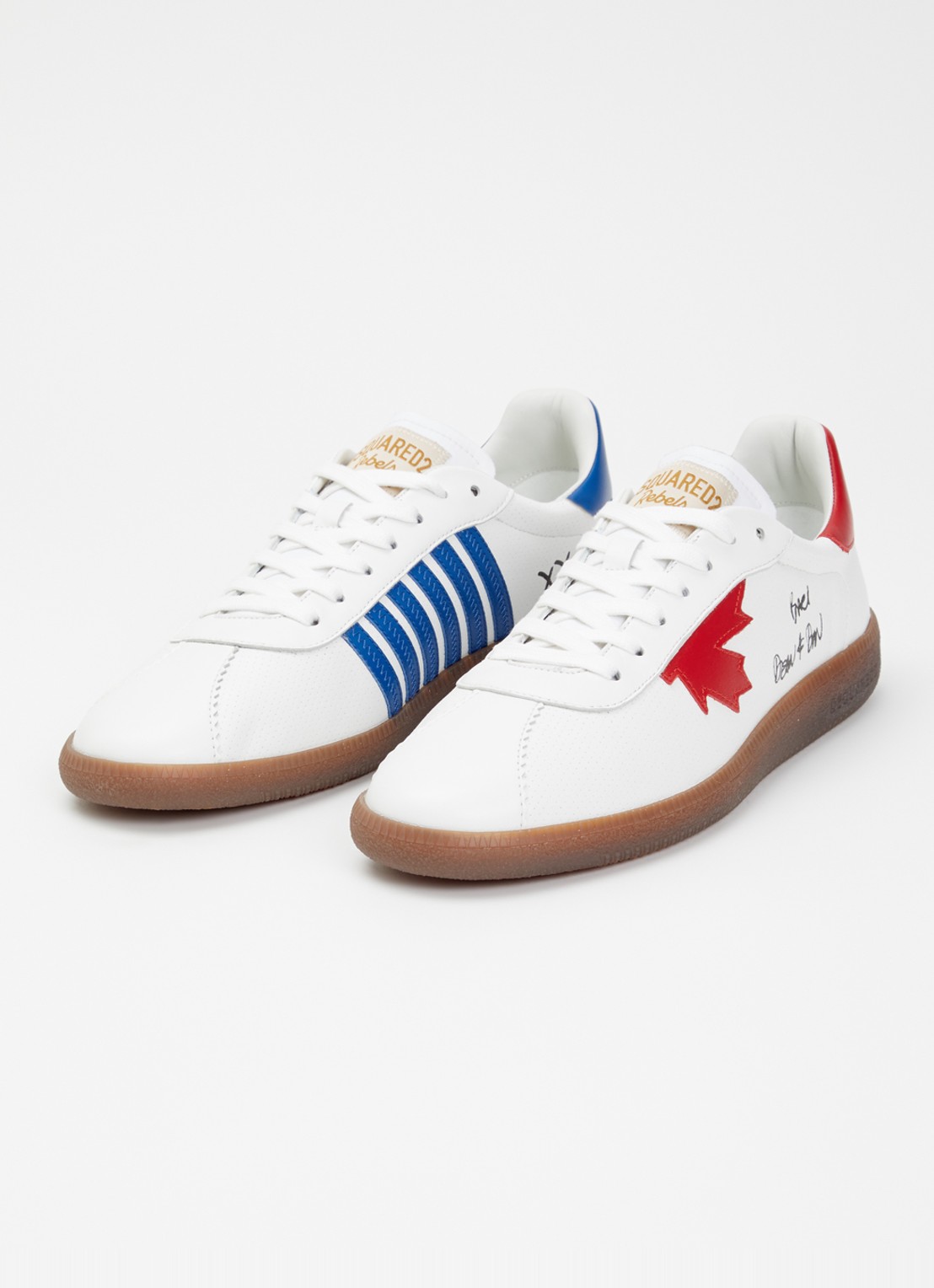 Dsquared2 Rebels sneaker van leer - detail wit