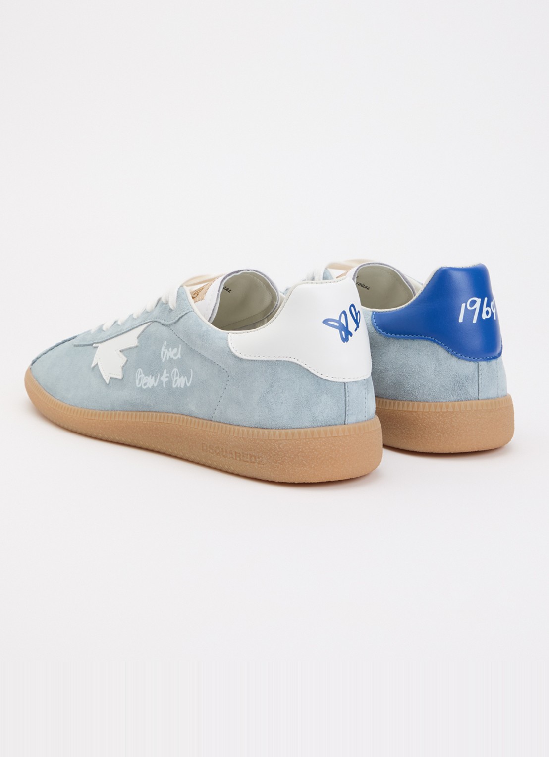 Dsquared2 Rebels sneaker van suède met kalfsleren details - achterkant 6 lichtblauw