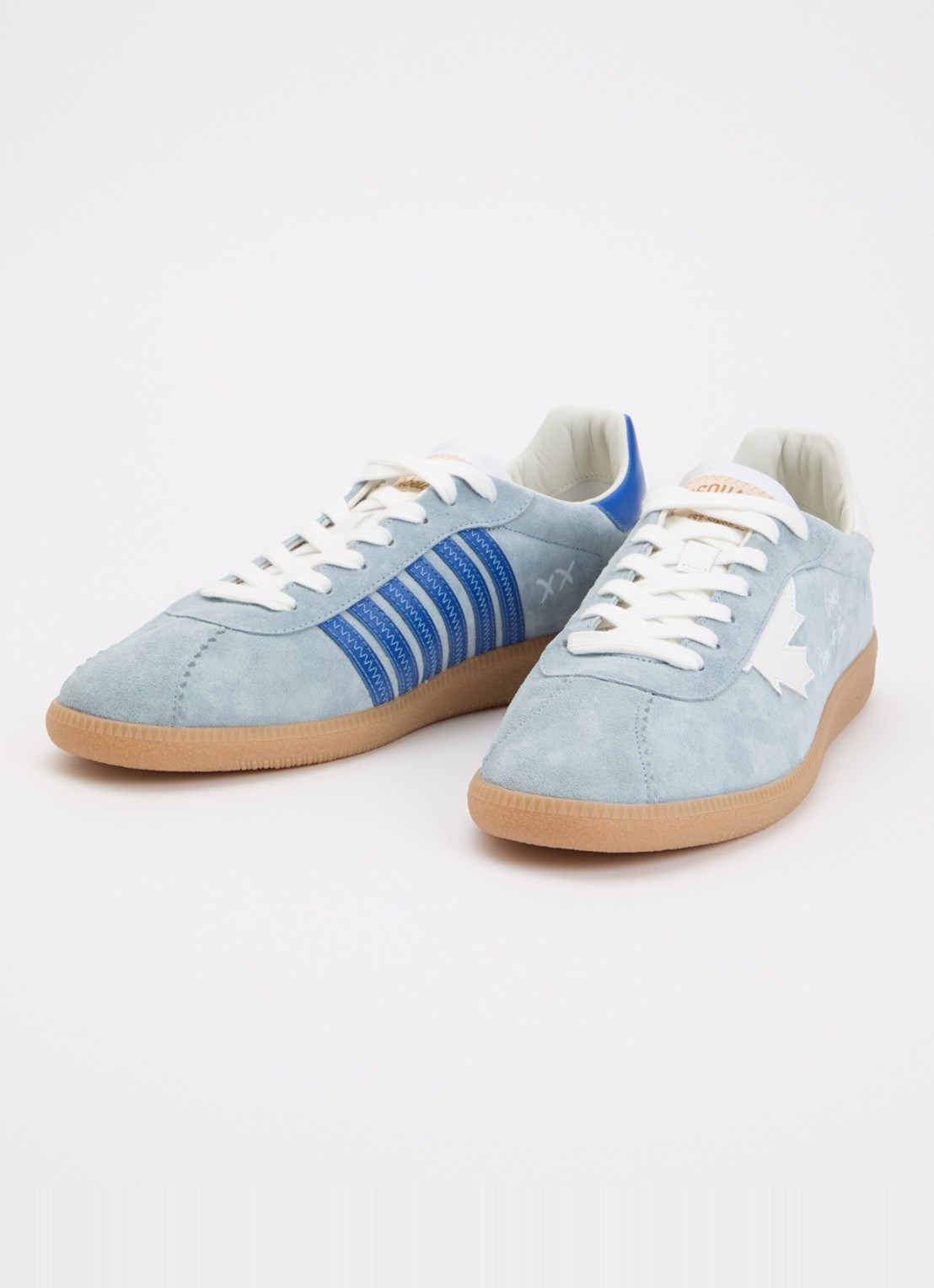 Dsquared2 Rebels sneaker van suède met kalfsleren details - detail 2 lichtblauw