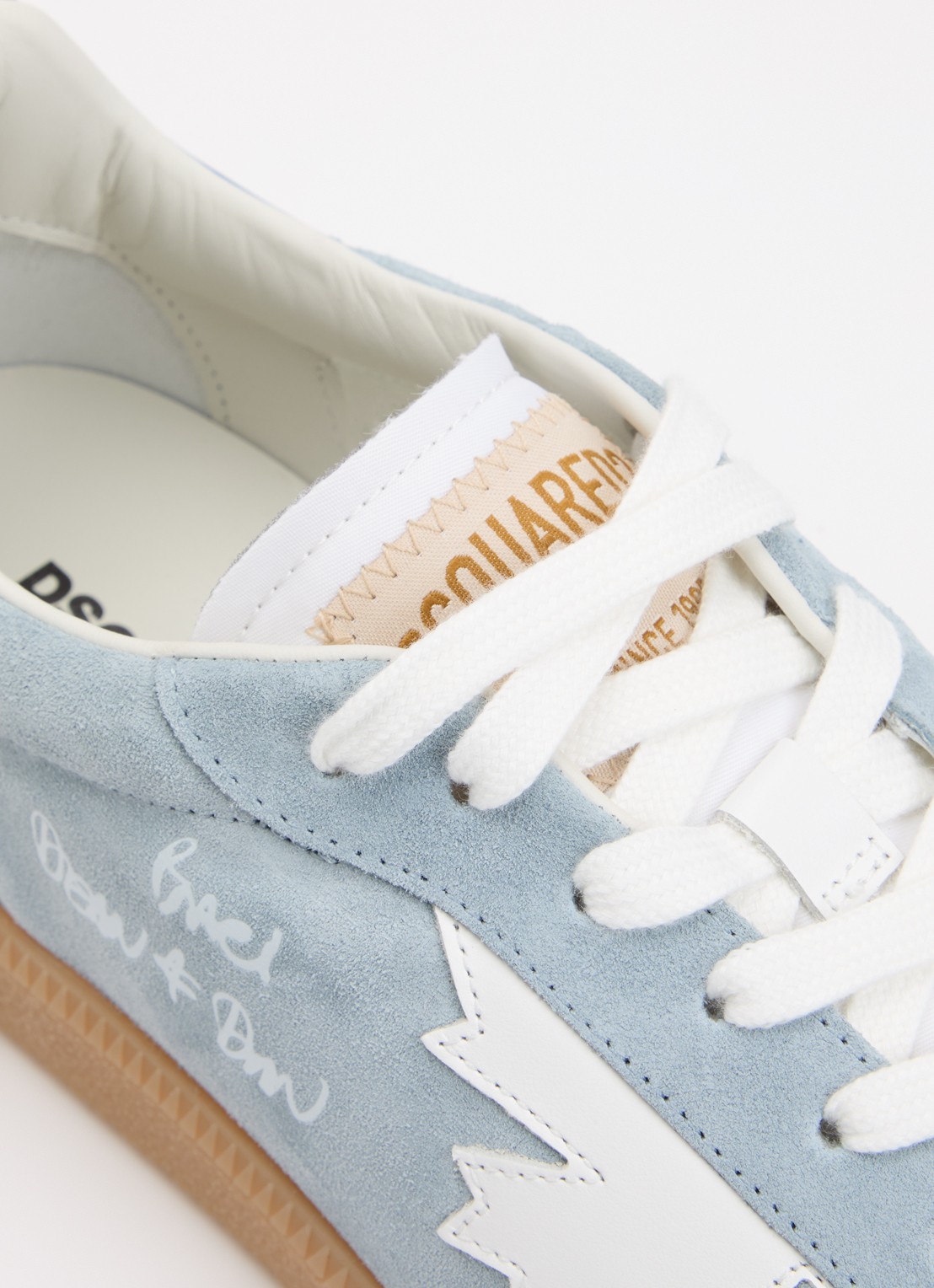 Dsquared2 Rebels sneaker van suède met kalfsleren details - detail 5 lichtblauw