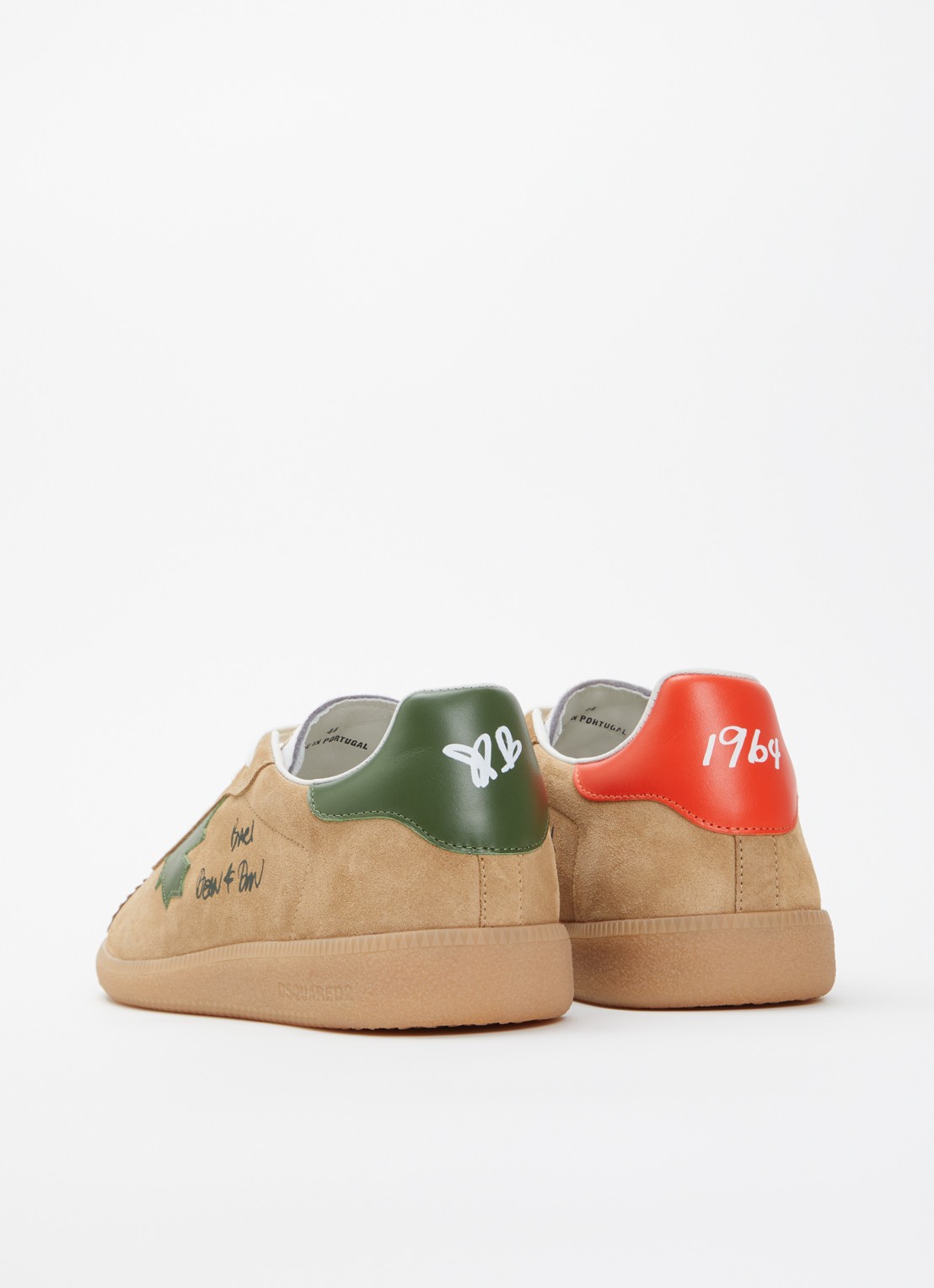 Dsquared2 Rebels sneaker van suède met kalfsleren details - achterkant 2 camel