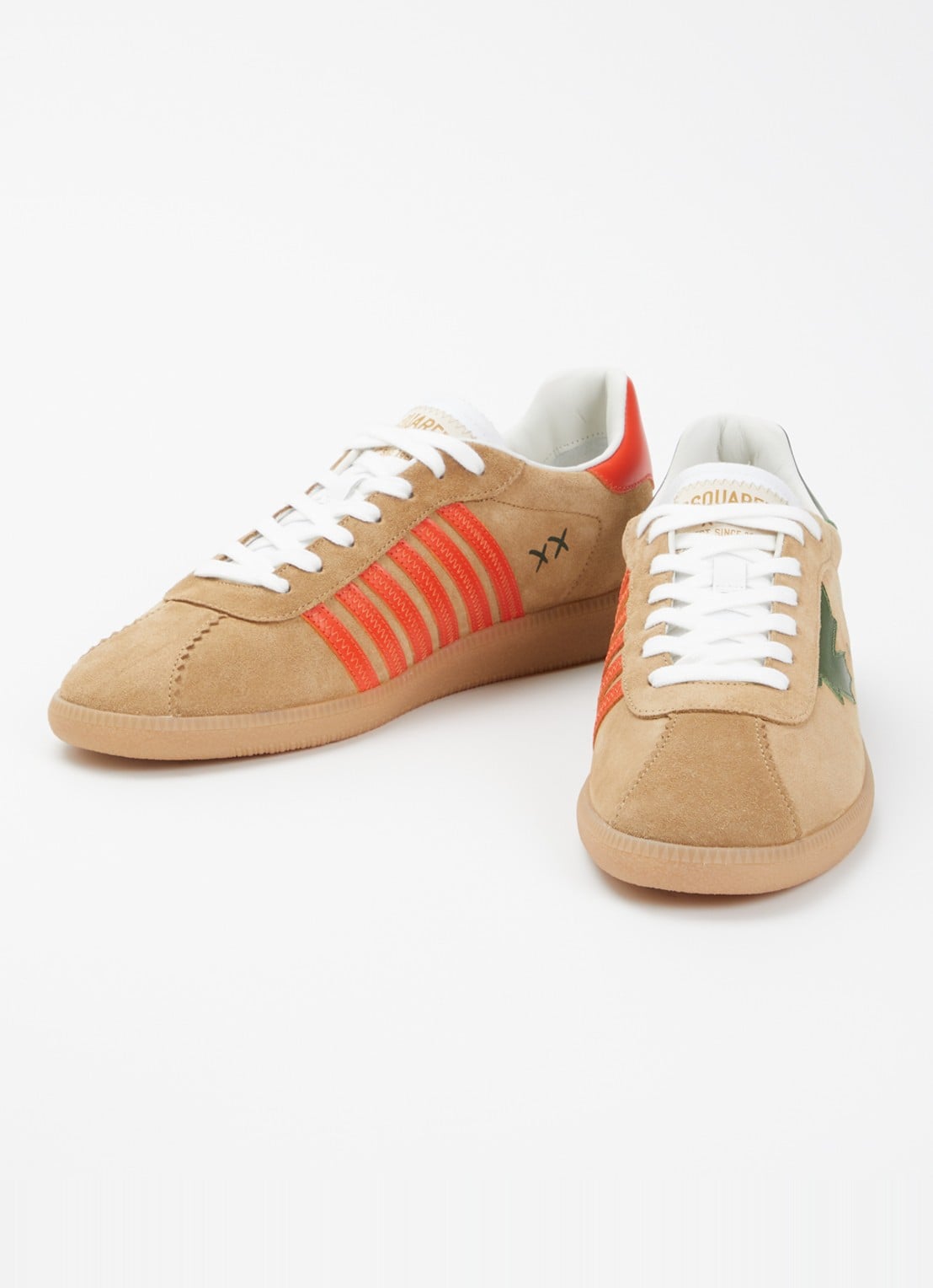 Dsquared2 Rebels sneaker van suède met kalfsleren details - detail 3 camel