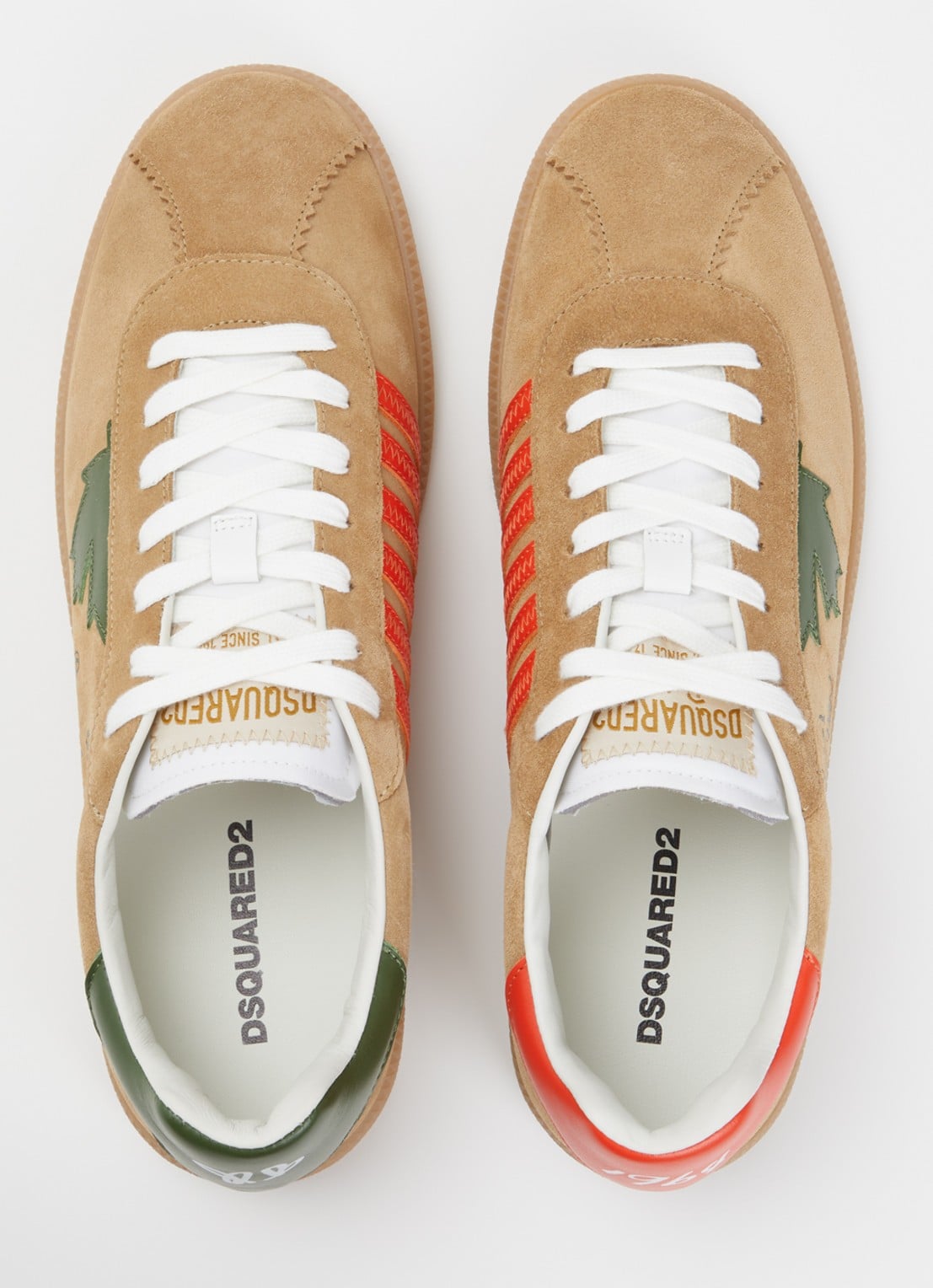 Dsquared2 Rebels sneaker van suède met kalfsleren details - detail 4 camel