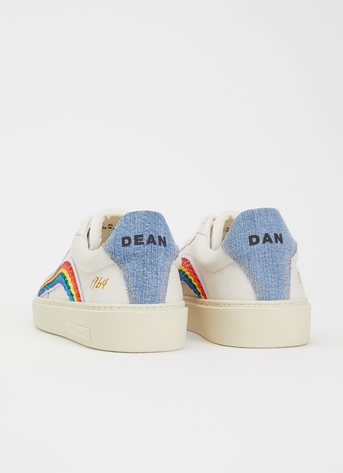 Dsquared2 Rider Rainbow sneaker van geitenleer met suède details - achterkant 6 wit