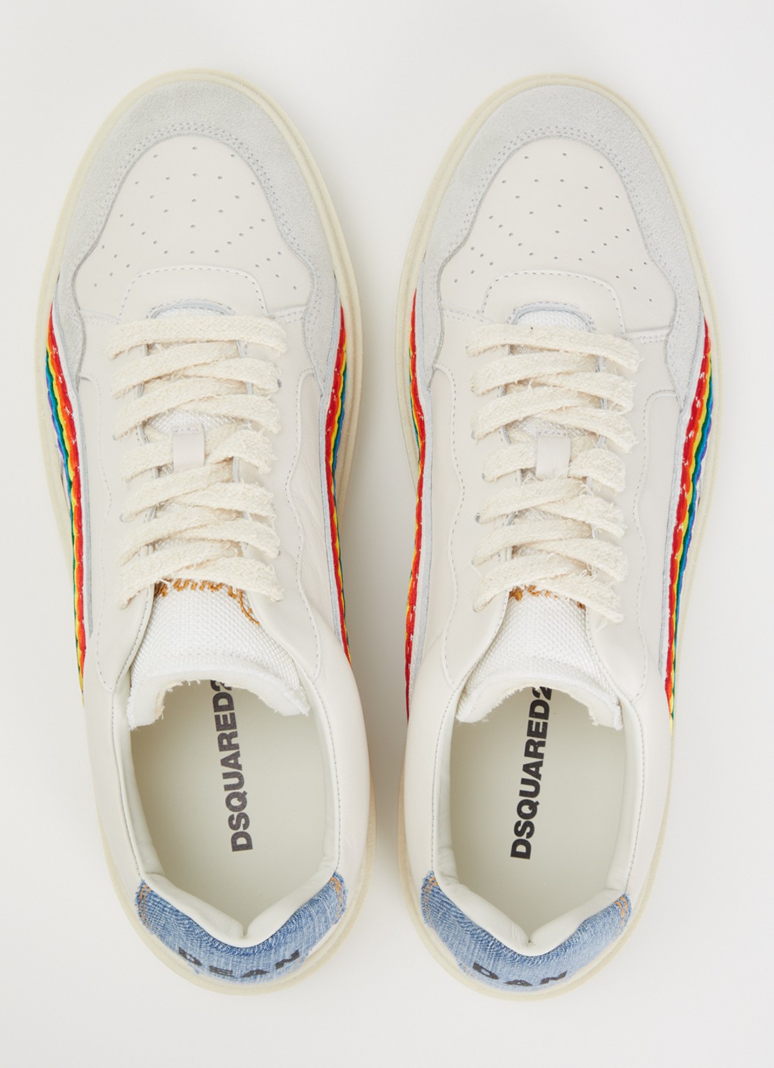 Dsquared2 Rider Rainbow sneaker van geitenleer met suède details - detail 3 wit