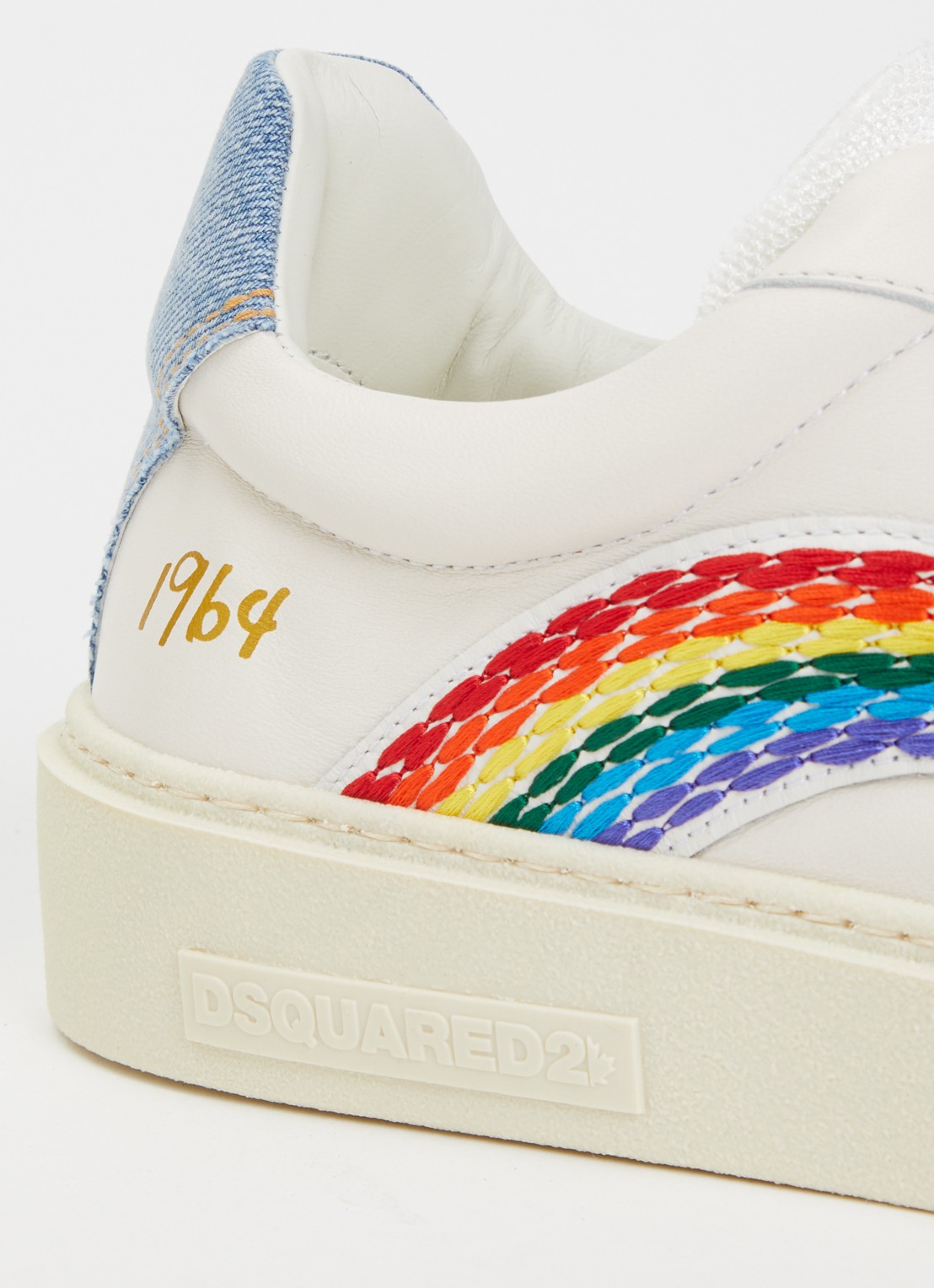 Dsquared2 Rider Rainbow sneaker van geitenleer met suède details - detail 5 wit